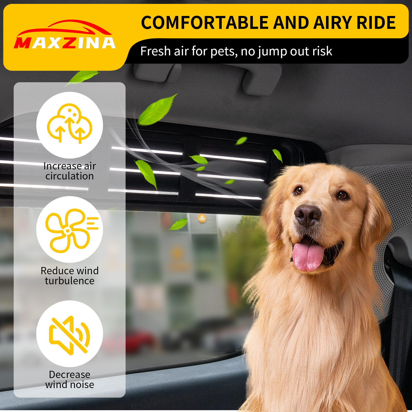 Maxzina Rear Window Vents Compatible with 2015-2025 Ford F150 Window Covers with Mesh Net