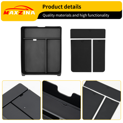 Maxzina Center Console Organizer Compatible with 2023-2025 Honda Pilot Center Console Storage Box ABS Plastic Armrest Storage Tray with PVC Pad