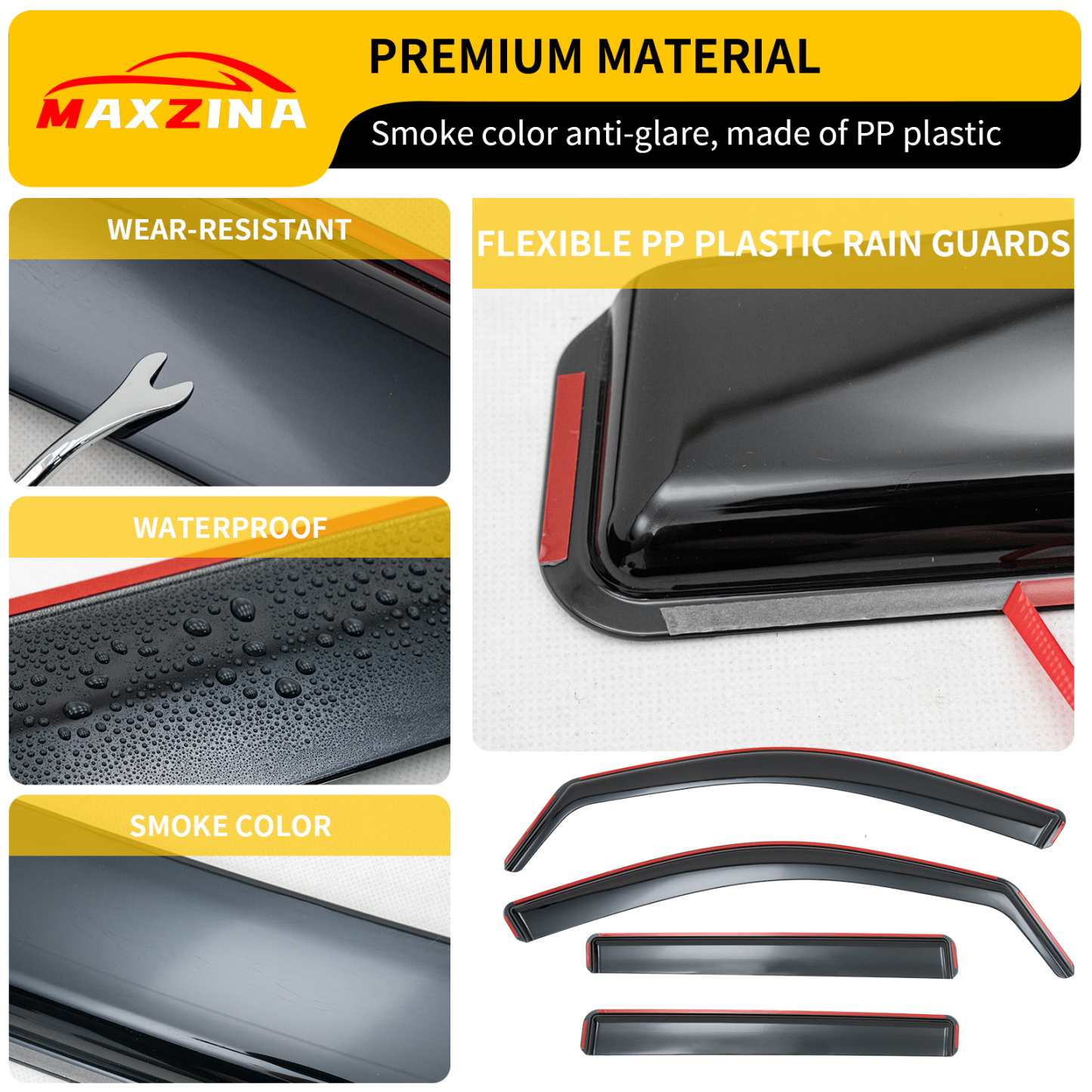 Maxzina Visor Rain Guards Compatible with 2023-2025 Honda Pilot Front and Rear in-Channel Window Visors Wind Deflectors Weather Shield for 2024 Pilot 4PCS Accessories