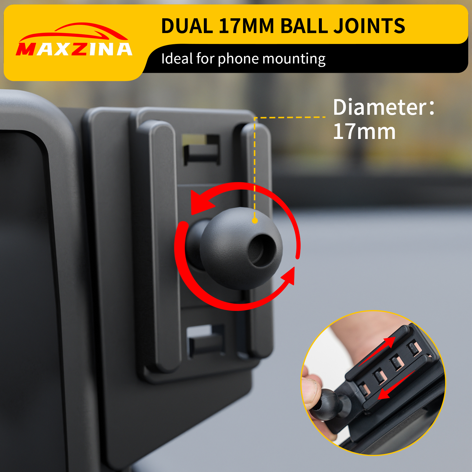 Maxzina Dashboard Storage Tray Compatible with 2023-2025 Honda Pilot Center Console Dash Organizer with Cell Phone Mount Holder Ball Joints for 2024 Pilot Accessories (Only for 9'' Screen)