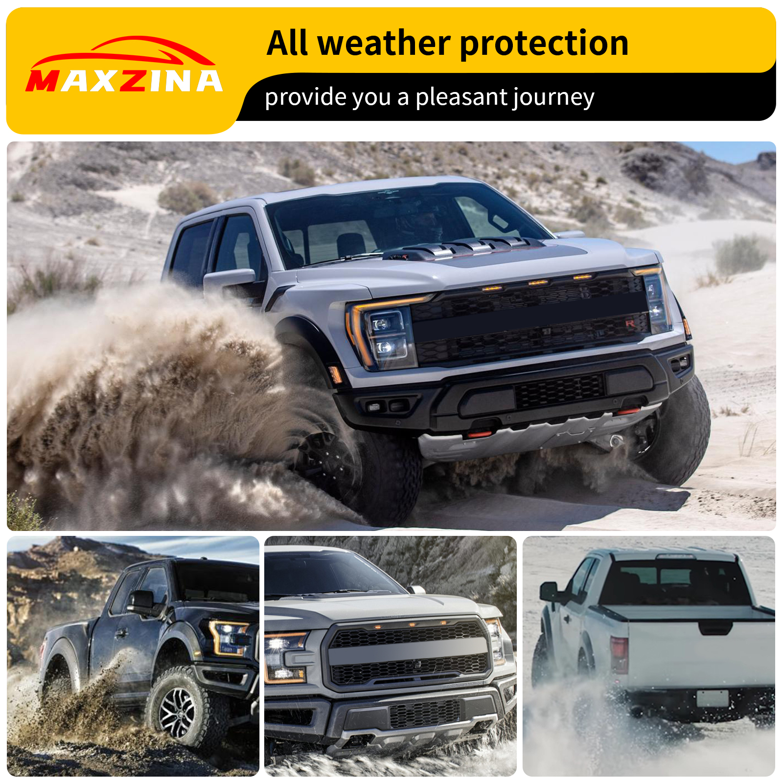 Maxzina Hood Protector Compatible with 2021-2025 Ford F150 XL/STX/XLT/Lariat Hood Shield TPE Bug Deflector Bug Guard for 2024 Ford F-150 Accessories