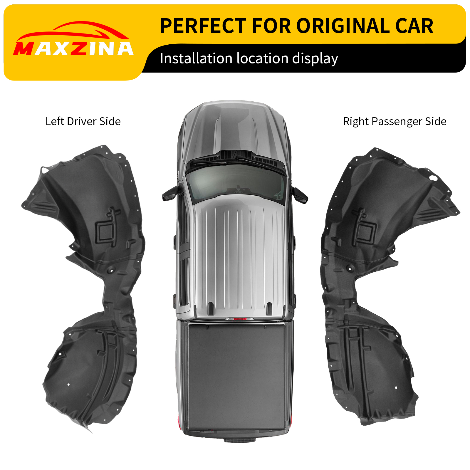 Maxzina Front Fender Liner Set Compatible with 2022-2025 Ford Maverick Front Driver & Passenger Side No Drilling Well Guards Tire Inner Fenders Splash Shield for 2024 Maverick Accessories (2PCS)