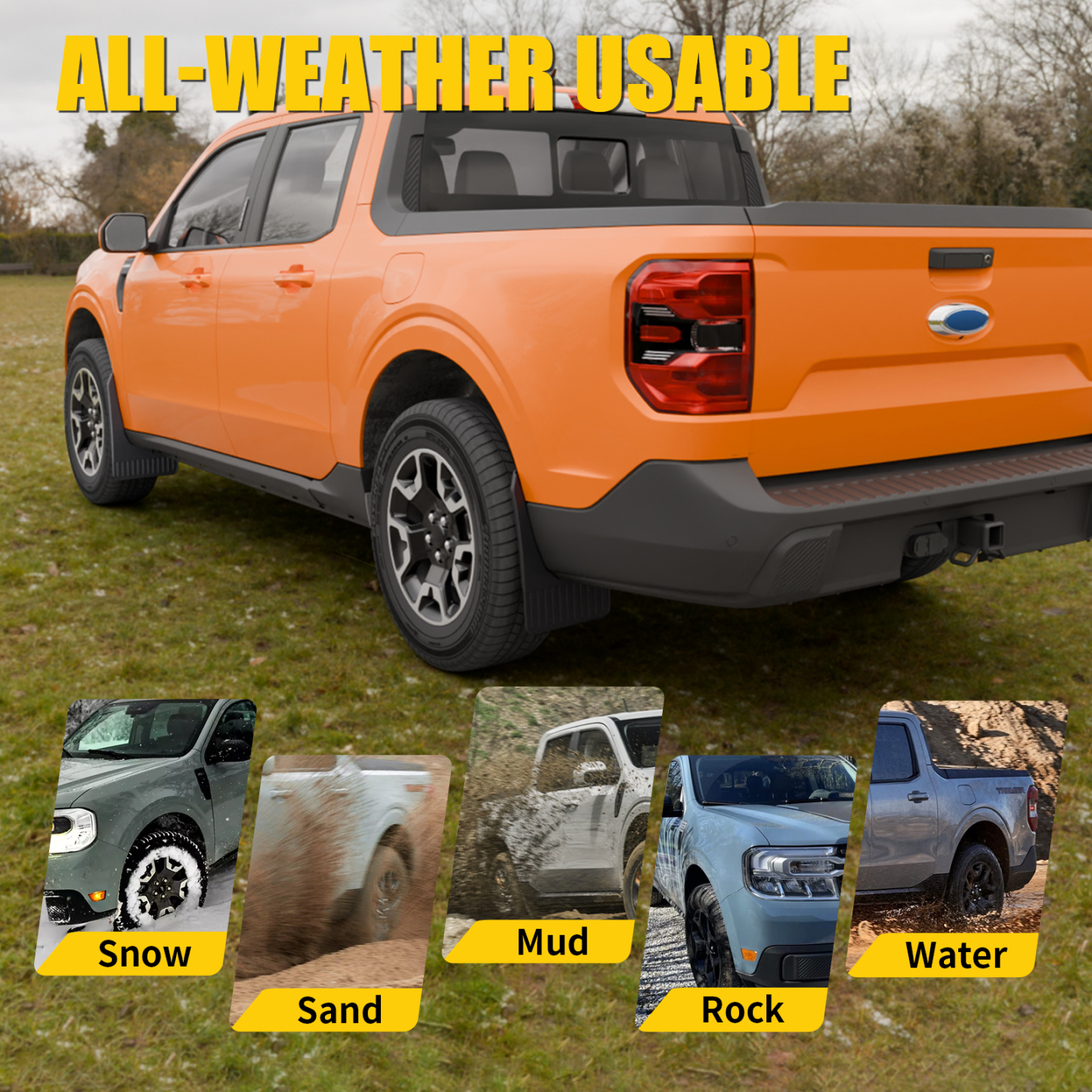 Maxzina Mud Flaps Compatible with 2022-2025 2026 Ford Maverick (Not for Lobo) Mud Guards Extra Large Version Front & Rear No Drilling 4PCS Splash Guards All Weather Protection Accessories