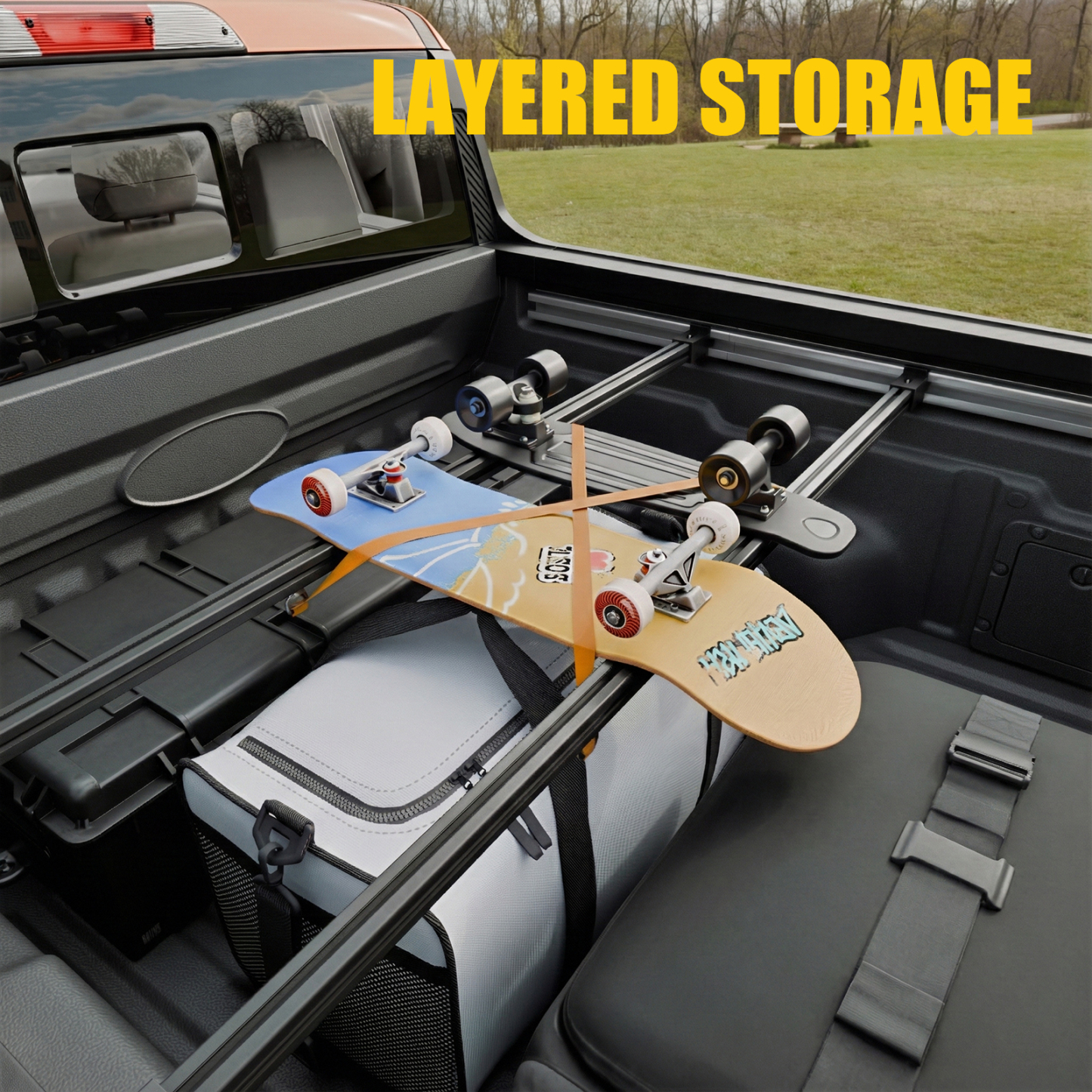 Maxzina Side Rail Cargo Bars Compatible with 2022-2025 2026 Ford Maverick Cargo Divider Bars Truck Bed Side Rail Sliding T-Slot Crossbars for 2024 Maverick Accessories (2PCS)