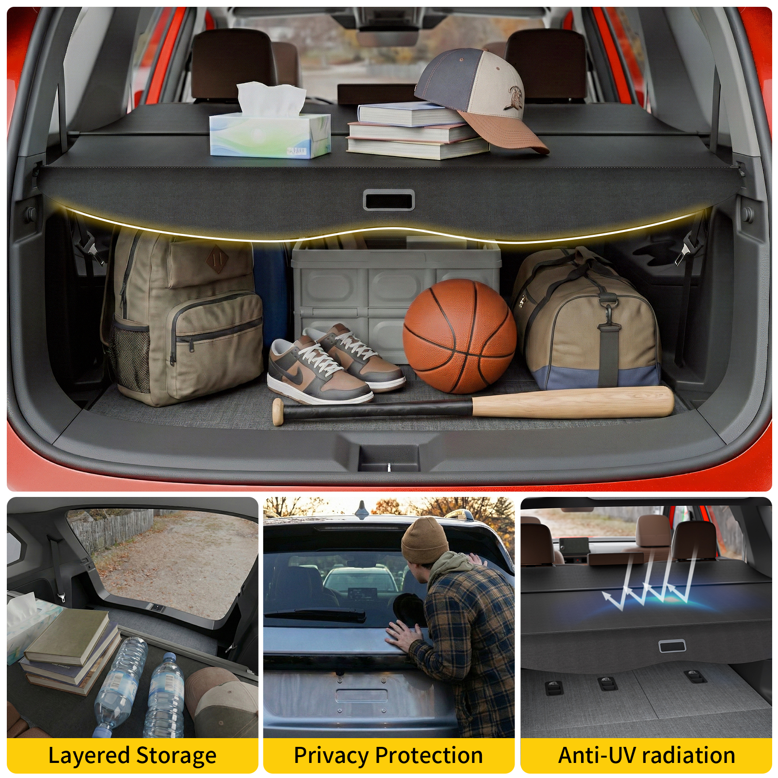 Maxzina Cargo Cover Compatible with 2023-2025 2026 Honda Pilot Rear Trunk Cover Cargo Retractable Security Shade Shield Lid for 2024 Pilot Accessories