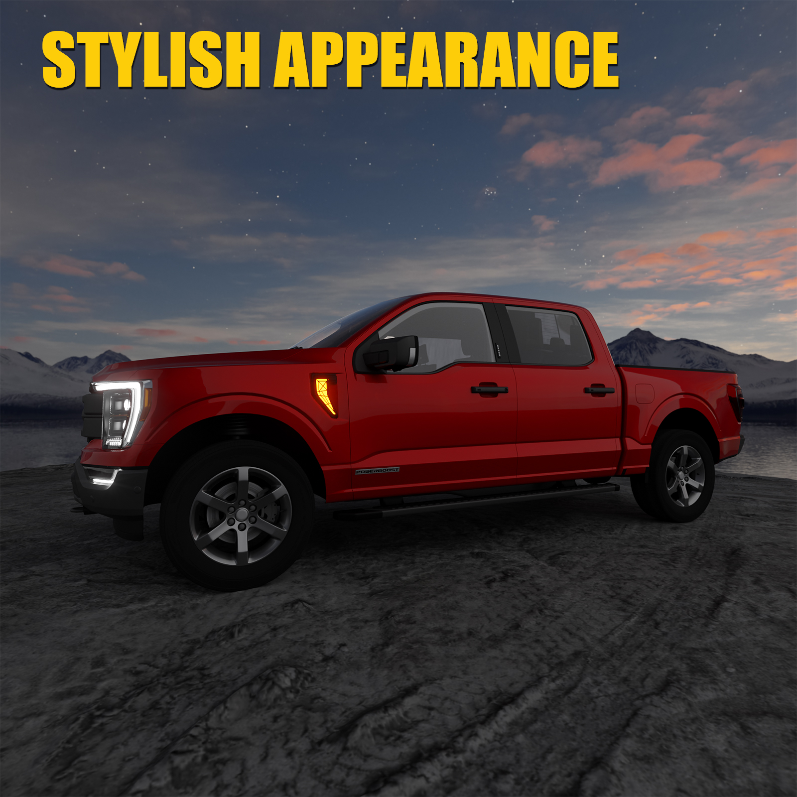 Maxzina Side Marker Lights Compatible with 2024-2025 Ford F150 Side Marker Lamps Plug-and-Play ABS Plastic Housing Waterproof LED Lights Auxiliary Lamps for F-150 Accessories