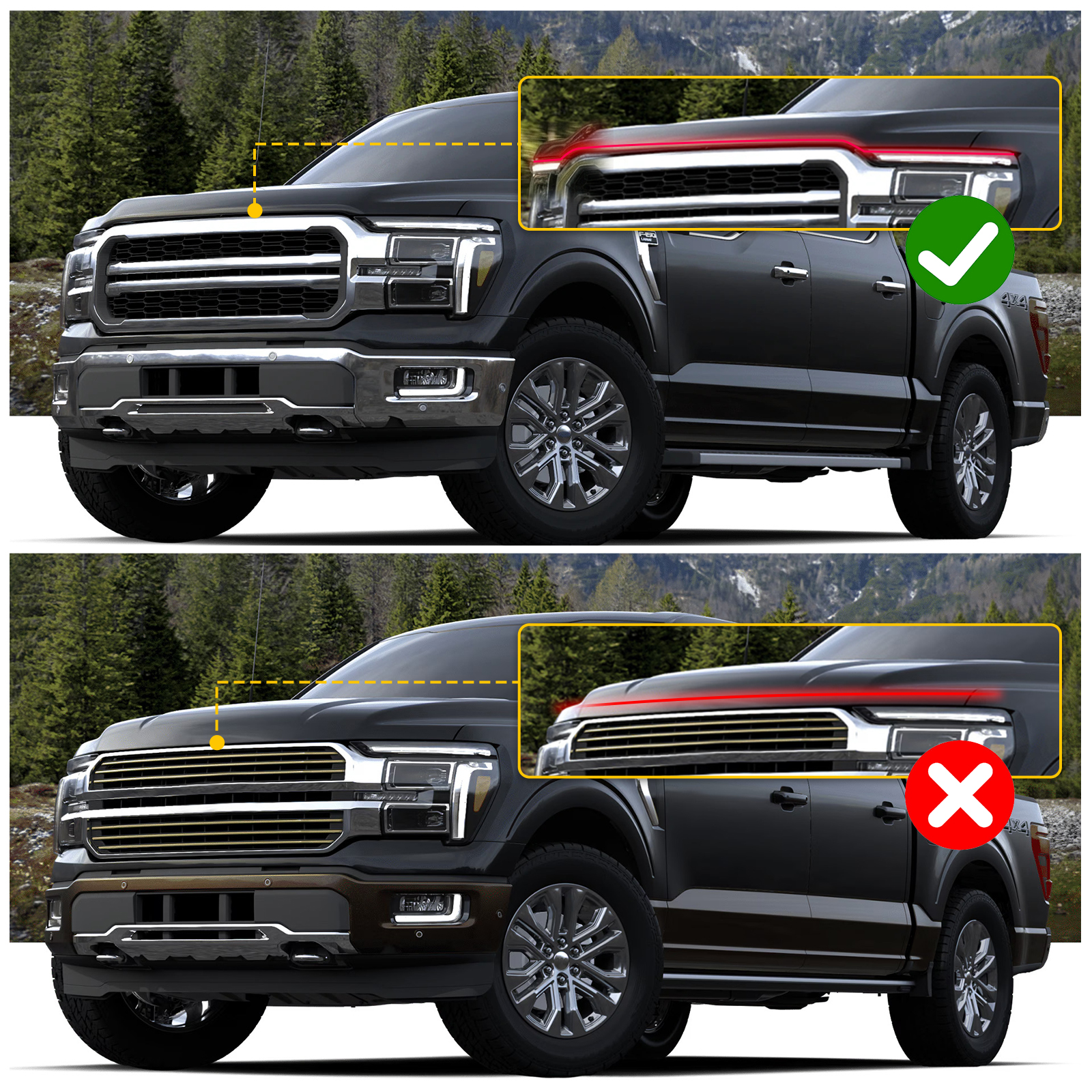 Maxzina Hood Protector Compatible with 2021-2025 Ford F150 XL/STX/XLT/Lariat Hood Shield TPE Bug Deflector Bug Guard for 2024 Ford F-150 Accessories