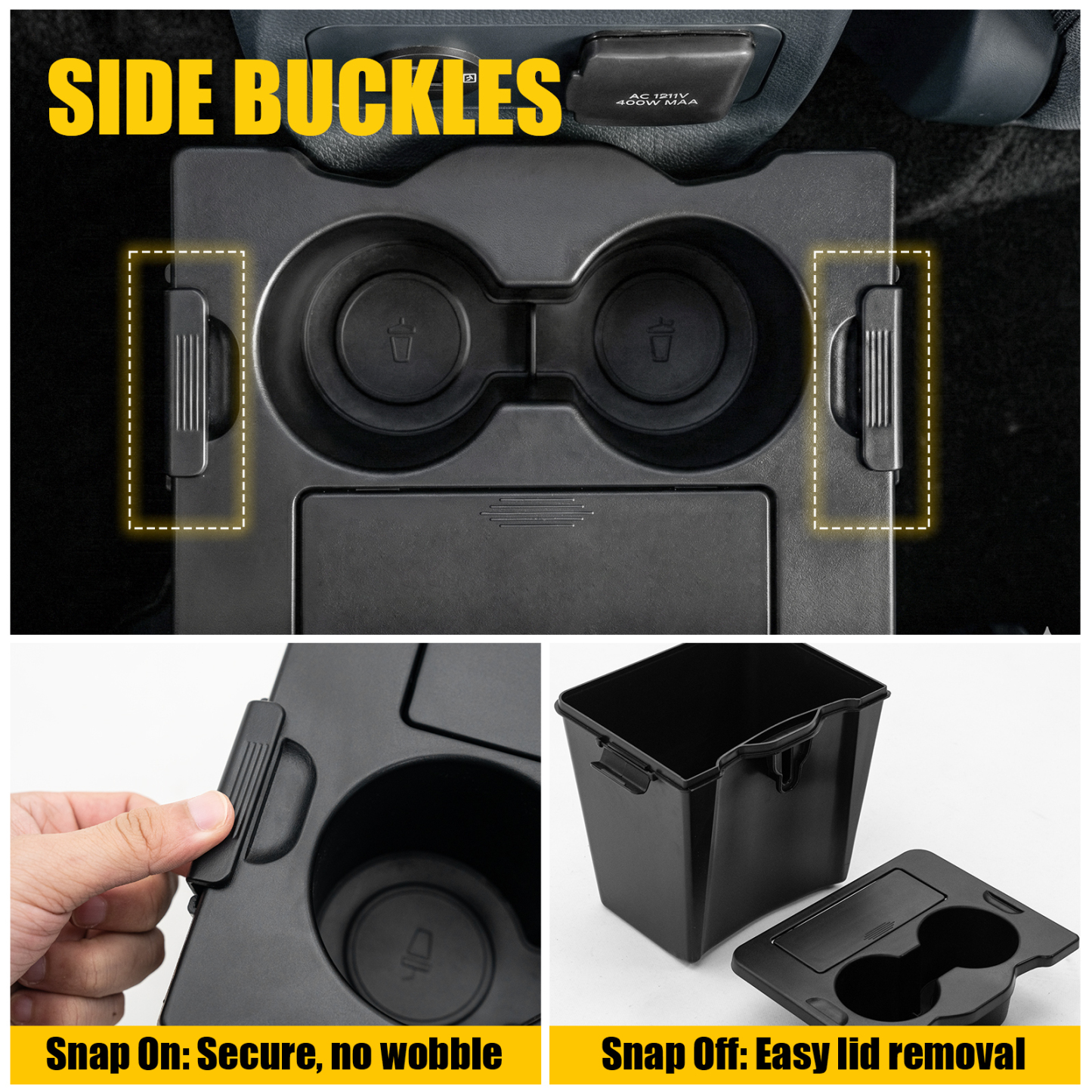 Maxzina Trash Can Compatible with 2022-2024 2025 2026 Ford Maverick Multi-Function Trash Bin with Cup Holder Trash Bin Extra Rear Storage Box 2025 Maverick Accessories