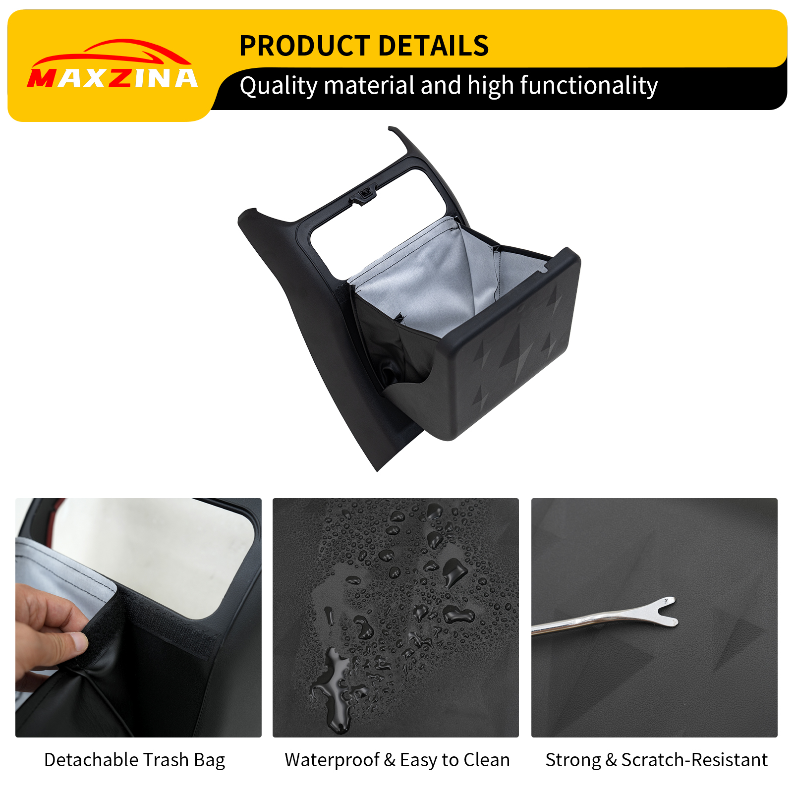 Maxzina Trash Can Compatible with 2023-2025 Honda Pilot Foldable Trash Bin Expandable Garbage Can Stick-On Trash Bin Extra Rear 2nd Row Storage Box for 2024 Pilot Accessories