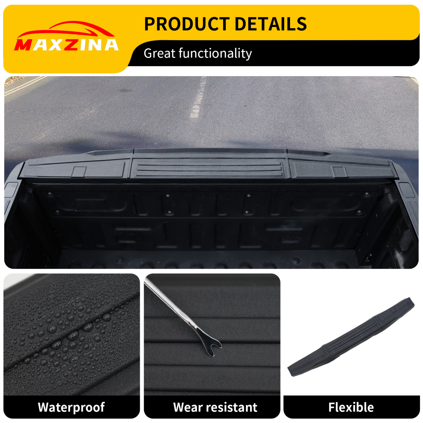 Maxzina Tailgate Molding Cap Cover Compatible with 2021-2025 Ford F150 TPE Tailgate Molding Trim Top Cap Protector Cover for 2024 Ford F-150 Accessories (NOT for Multifunction Tailgate)