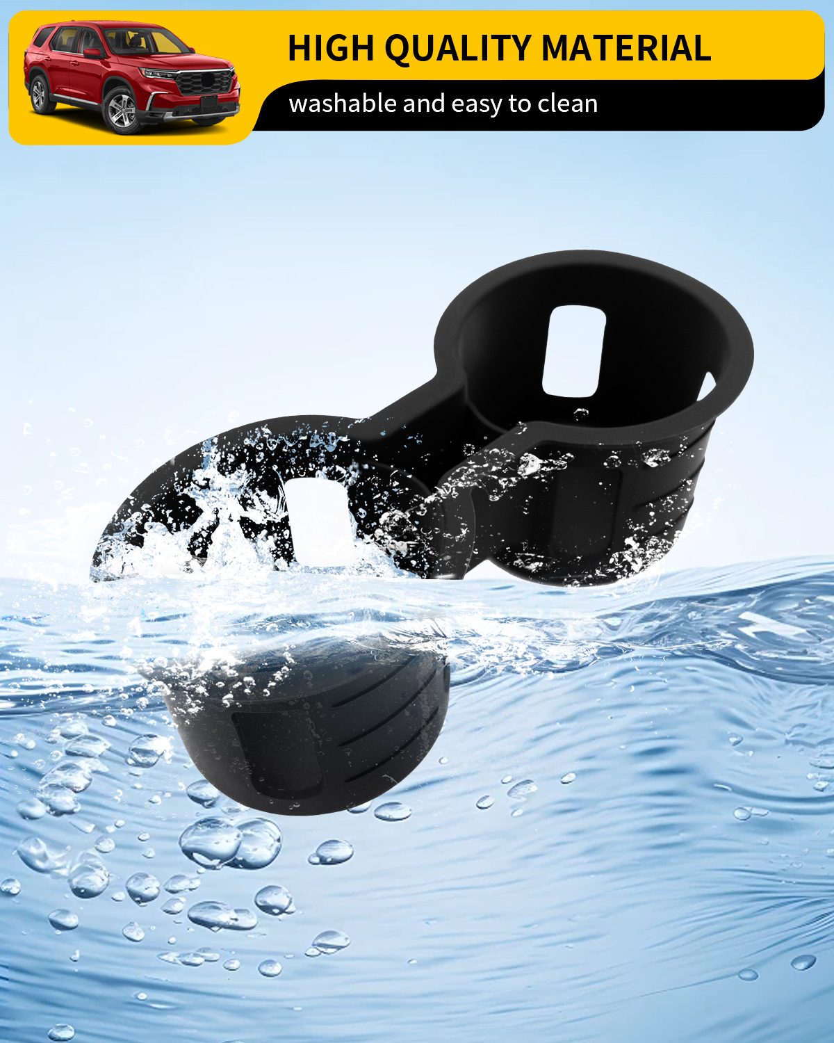 Maxzina Cup Holder Compatible with 2023-2025 Honda Pilot Car Center Console Cup Holder Silicone Insert Storage Box Interior Armrest Organizer for 2024 2025 Honda Ridgeline&Passport Accessories (Black)