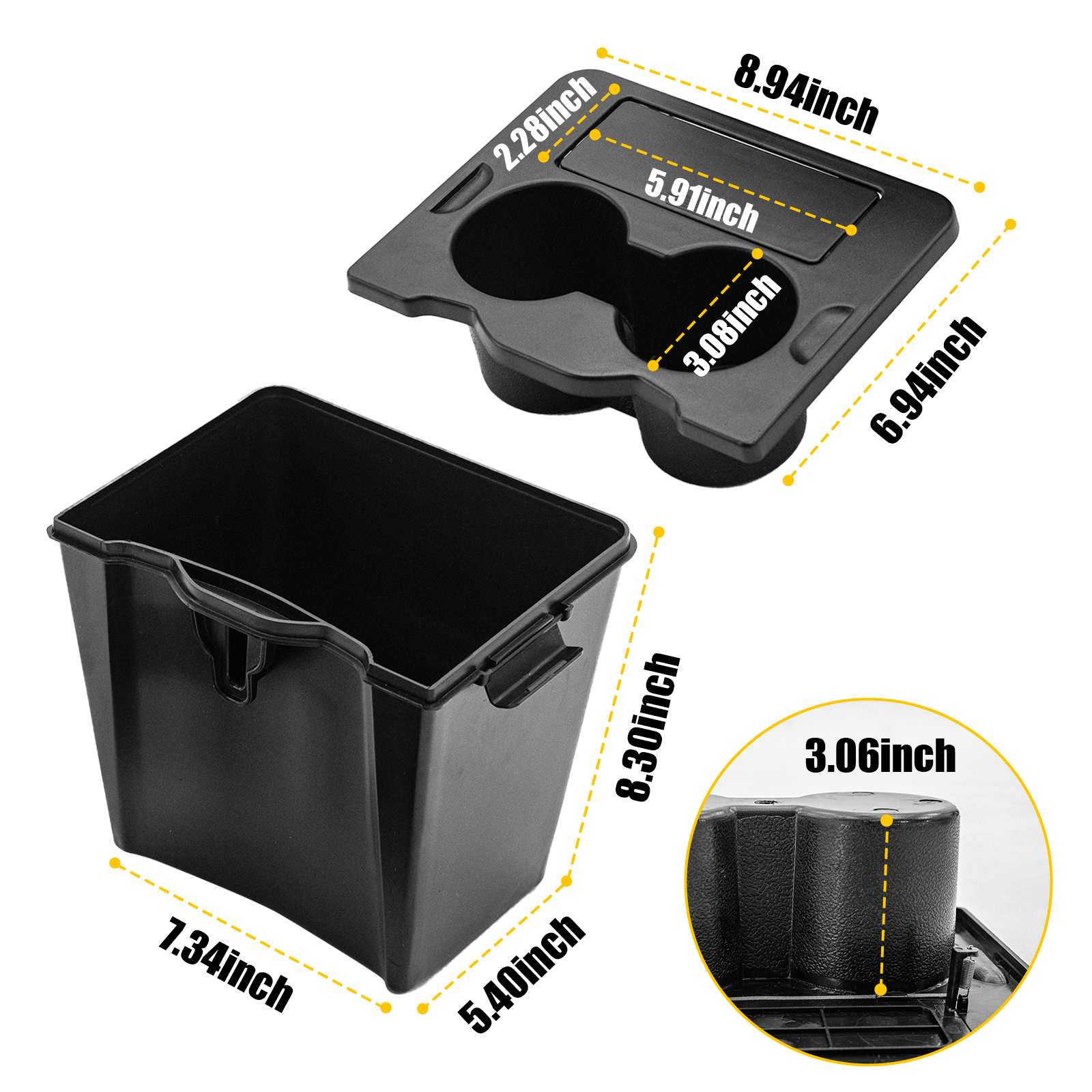 Maxzina Trash Can Compatible with 2022-2024 2025 2026 Ford Maverick Multi-Function Trash Bin with Cup Holder Trash Bin Extra Rear Storage Box 2025 Maverick Accessories
