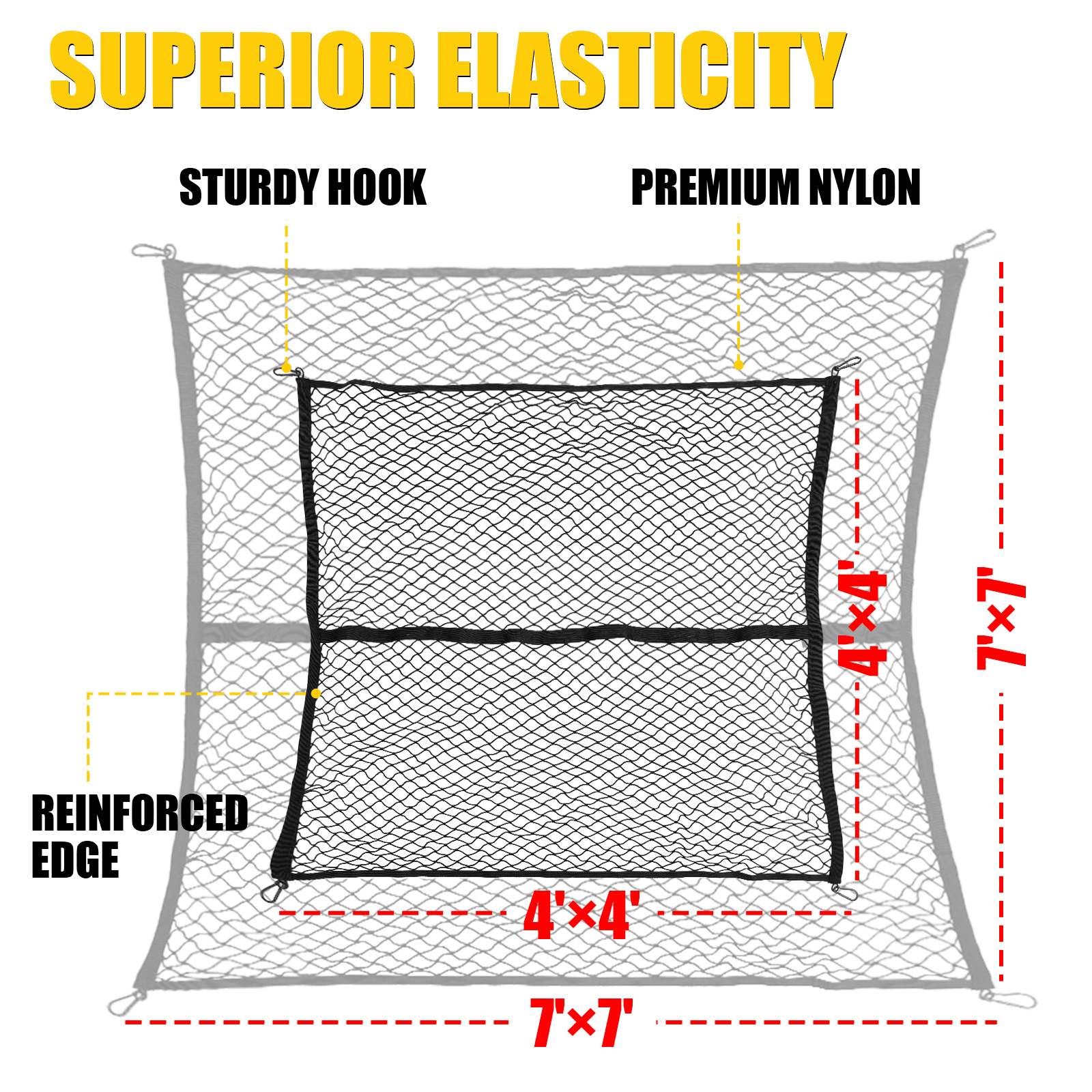 Maxzina Truck Bed Mat Compatible with 2021-2025 2026 Ford F150 5.5FT Tailgate Mat Bed TPE Cargo Liner with Cargo Net 4'×4' Single Layer Elastic 8 Hooks for 2024 Ford F-150 Accessories