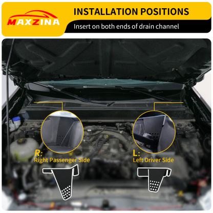 Maxzina Hood Water Barrier Compatible with 2022-2025 Ford Maverick Hood Water Drain Grille Front Trunk Water Channel Debris Filter Anti Clogging Grid 2PCS