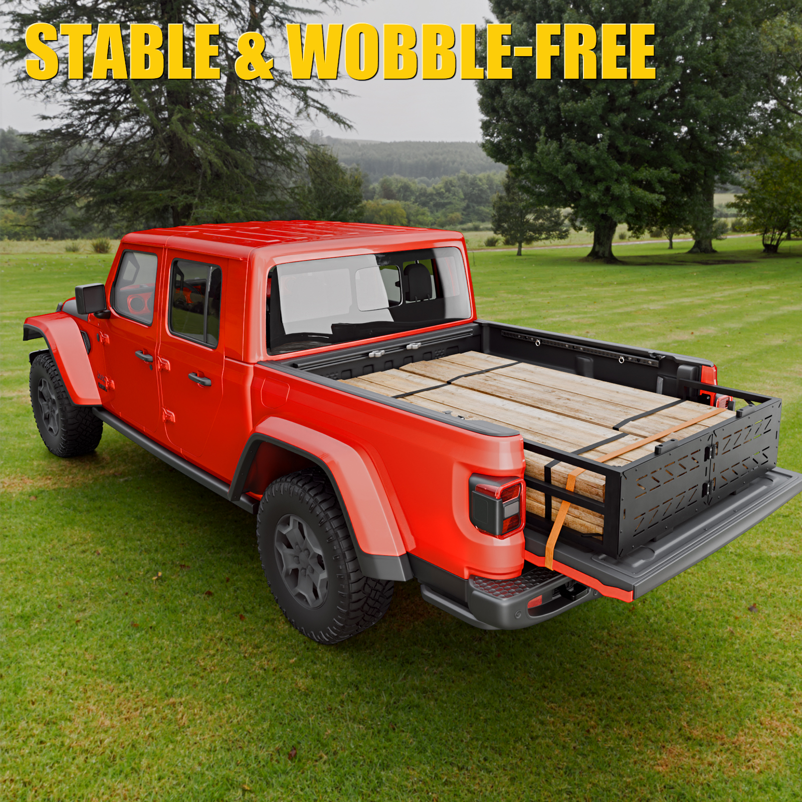 Maxzina Truck Bed Extender Compatible with 2020-2026 Jeep Gladiator Flip-Over Pickup Bed Divider Aluminum Alloy Rotatable Tailgate Extension for 2025 Gladiator Accessories