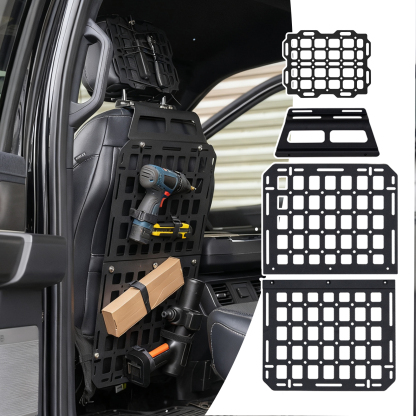 Maxzina Tactical Seat Back & Headrest Molle Panel Compatible with 2015-2025 Ford F150 Tactical Seat Back Organizers Rigid Headrest Molle Panel Storage Shelf for 2024 Ford F-150 Accessories