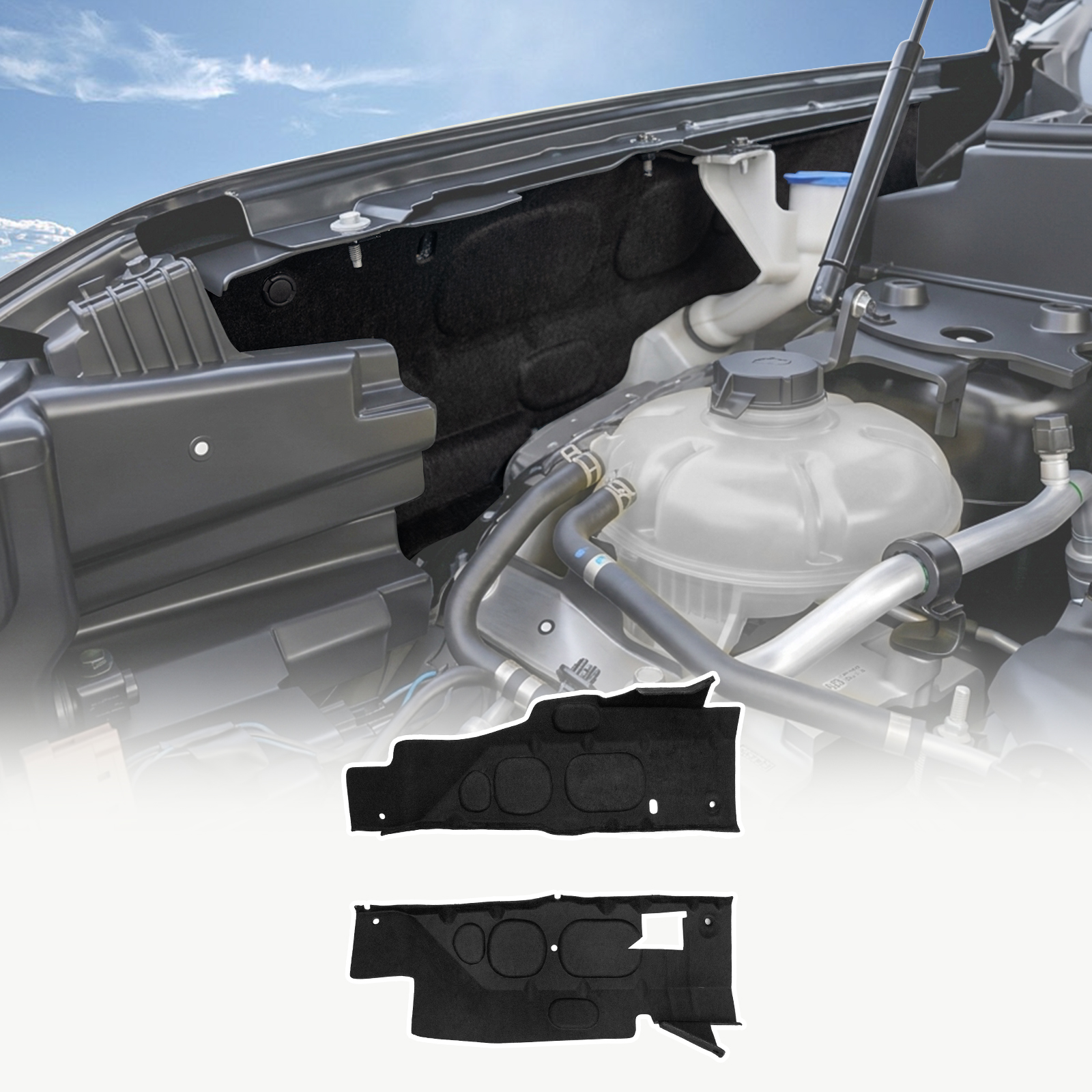 Maxzina Under Hood Side Fender Liner Compatible with 2022-2026 Ford Maverick Gas EcoBoost Engine Front Structure Insulation Cover PET Felt Driver & Passenger Side for 2025 Maverick Accessories (2PCS)