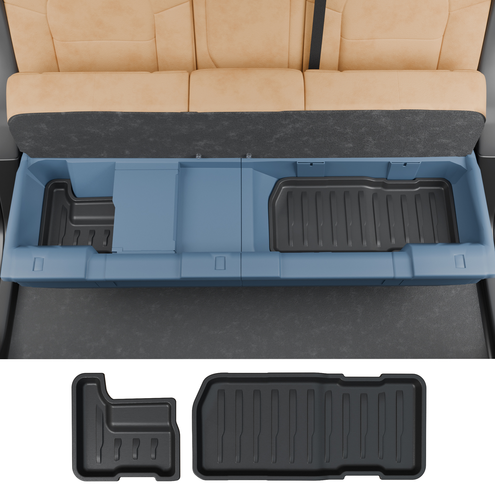 Maxzina Under Seat Storage Mat Compatible with 2022 2023 2024 Ford Maverick Hybrid Under Seat Organizer Liner Second Row Under-seat Storage Mat for Maverick Hybrid All Weather