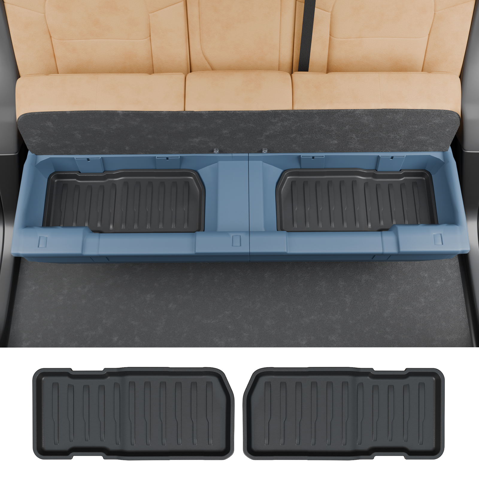 Maxzina Under Seat Storage Mat Compatible with 2022 2023 2024 2025 Ford Maverick Gasoline Under Seat Organizer Liner Second Row Under-seat Storage Mat for Maverick Gasoline All Weather