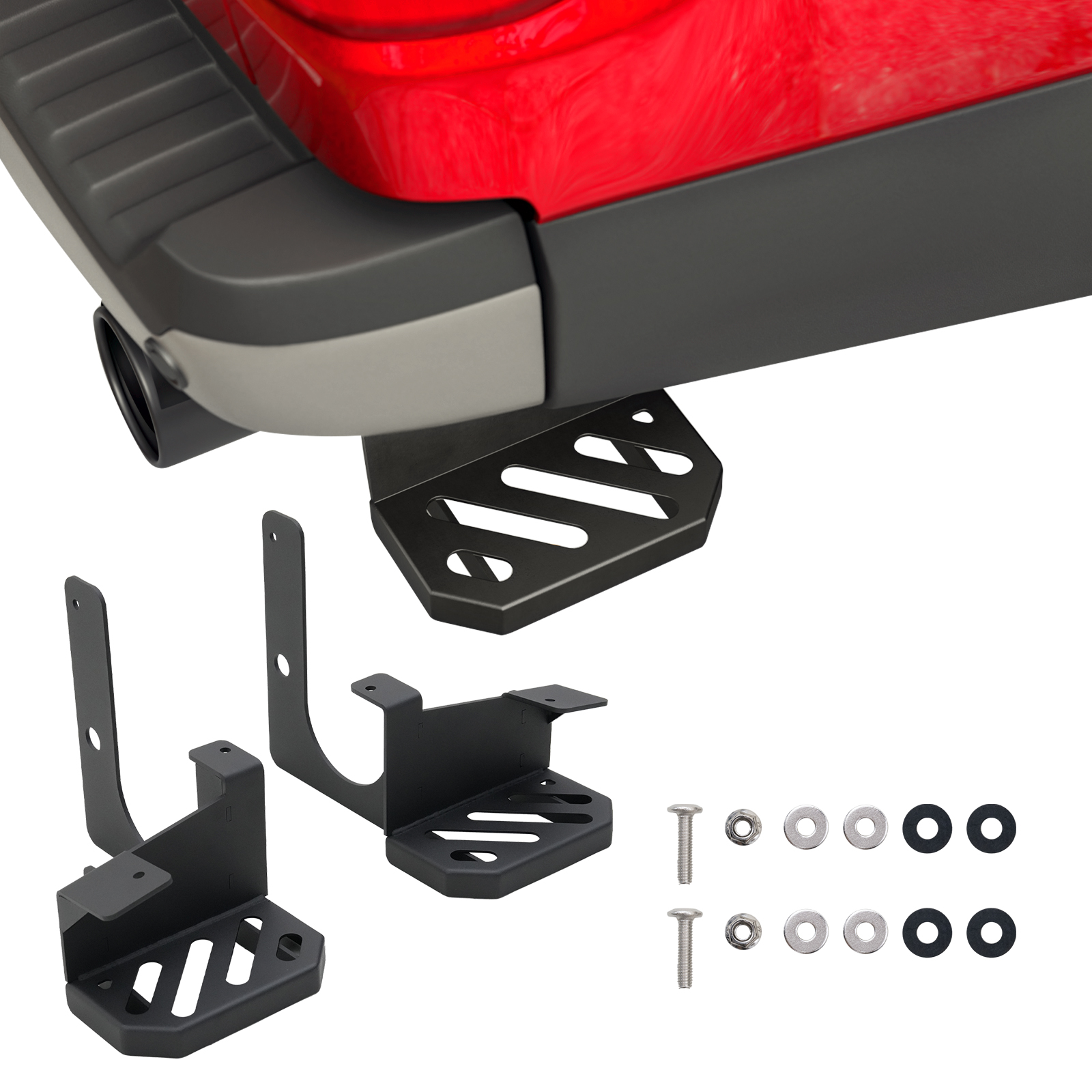 Maxzina Rear Bed Steps for 2019-2025 2026 Ford F150 Raptor Carbon Steel Driver & Passenger Side Tailgate Rear Bumper Side Steps Tailgate Truck Bed Pedals 2025 F-150 Raptor Accessories