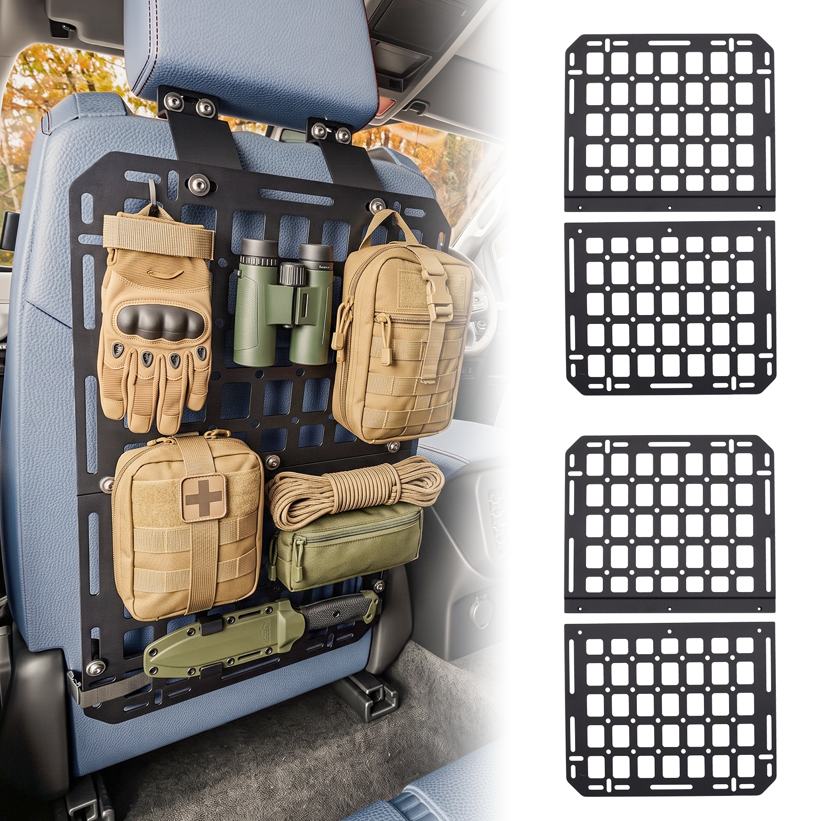 Maxzina Tactical Seat Back Molle Panel for 2019-2026 Ford Ranger Carbon Steel Seat Back Organizer Rigid Molle Panels Tactical Gear Holder Storage Shelf 2025 Ford Ranger Accessories
