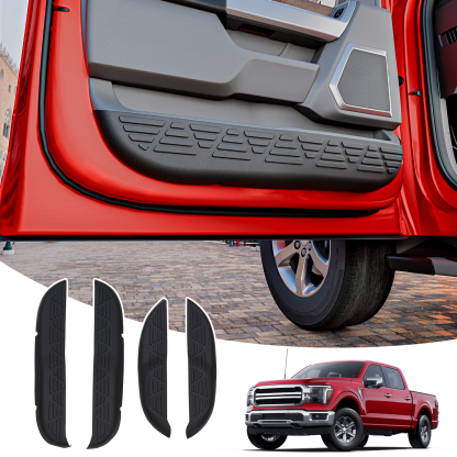 Maxzina Car Door Anti Kick Pads Compatible with 2021-2025 Ford F150 Side Door Protective Cover Front & Rear TPE Inner Anti-Kick Panel Sticker Trim Protector 4PCS for 2024 F-150 Accessories
