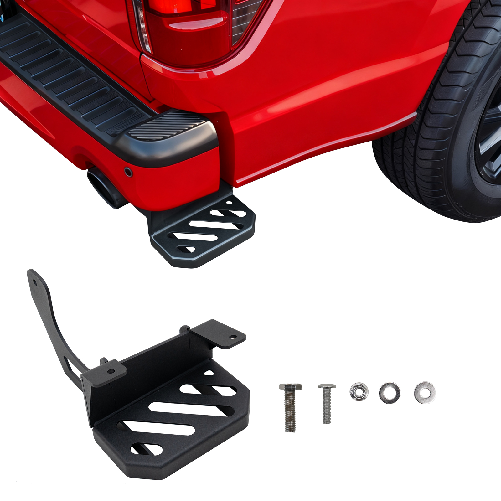 Maxzina Rear Bed Step Compatible with 2024 2025 2026 Ford F150 Tailgate Bed Rear Bumper Side Step Carbon Steel Tailgate Truck Bed Pedal for 2025 F-150 Accessories (Passenger Side 1PC)