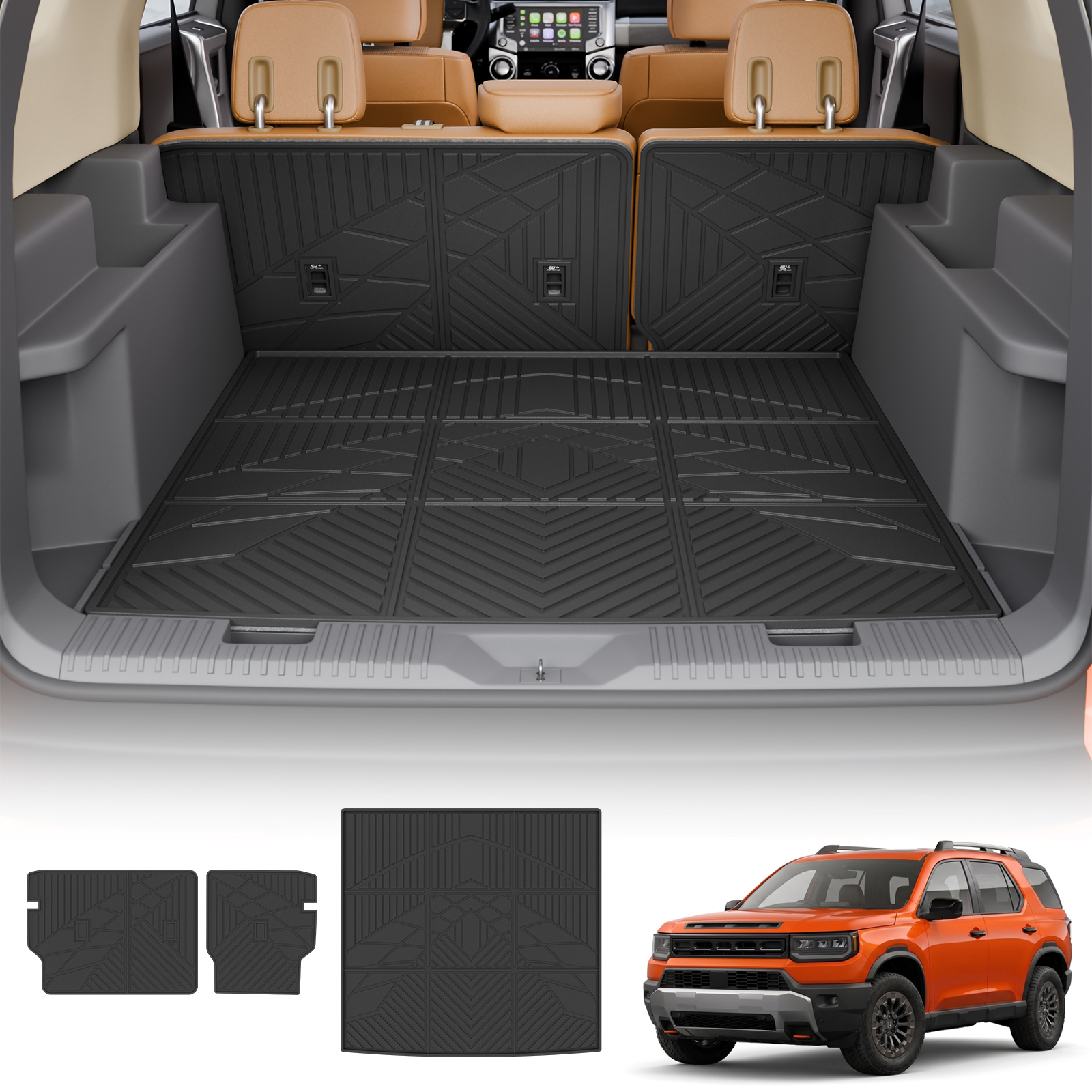 Maxzina Trunk Mat & Rear Backrest Mats for 2026 Honda Passport 4th Gen | TPE All Weather Tough Cargo Liner Trunk Shield Seat Back Protector Behind Seat Kick Guard Accessories (3PCS)