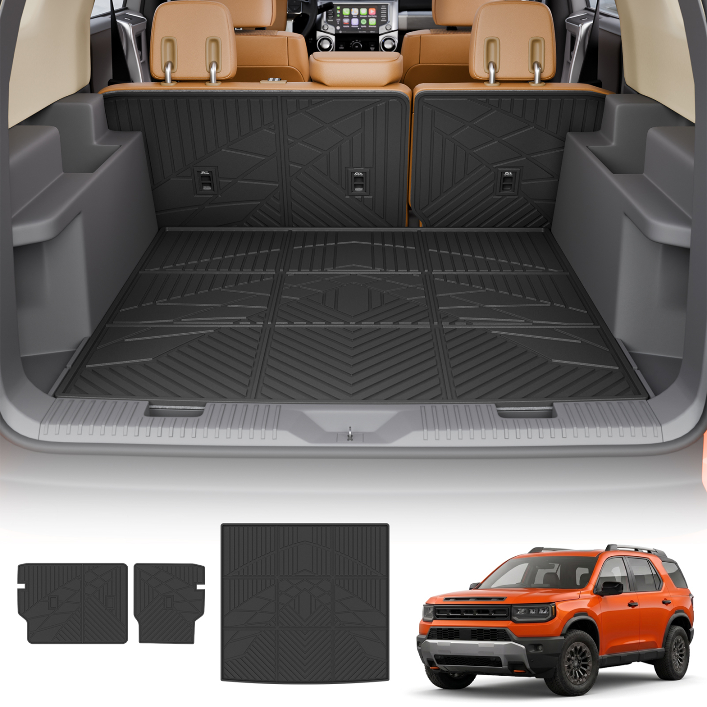 Maxzina Trunk Mat & Rear Backrest Mats for 2026 Honda Passport 4th Gen | TPE All Weather Tough Cargo Liner Trunk Shield Seat Back Protector Behind Seat Kick Guard Accessories (3PCS)