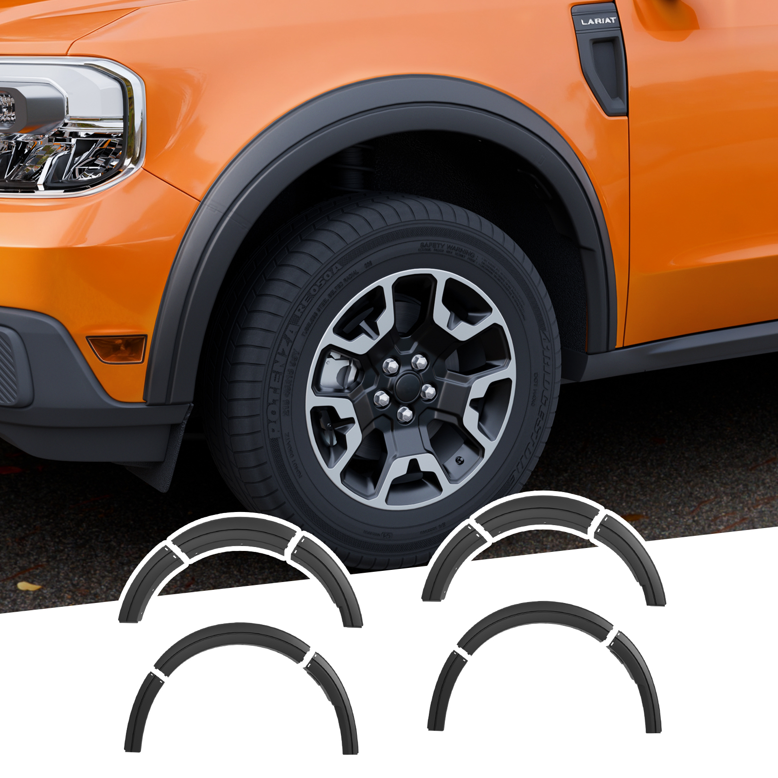 Maxzina 2022 2023 2024 2025 Ford Maverick Fender Flares Front and Rear Wheel Eyebrow Protector 4PCS No Drilling