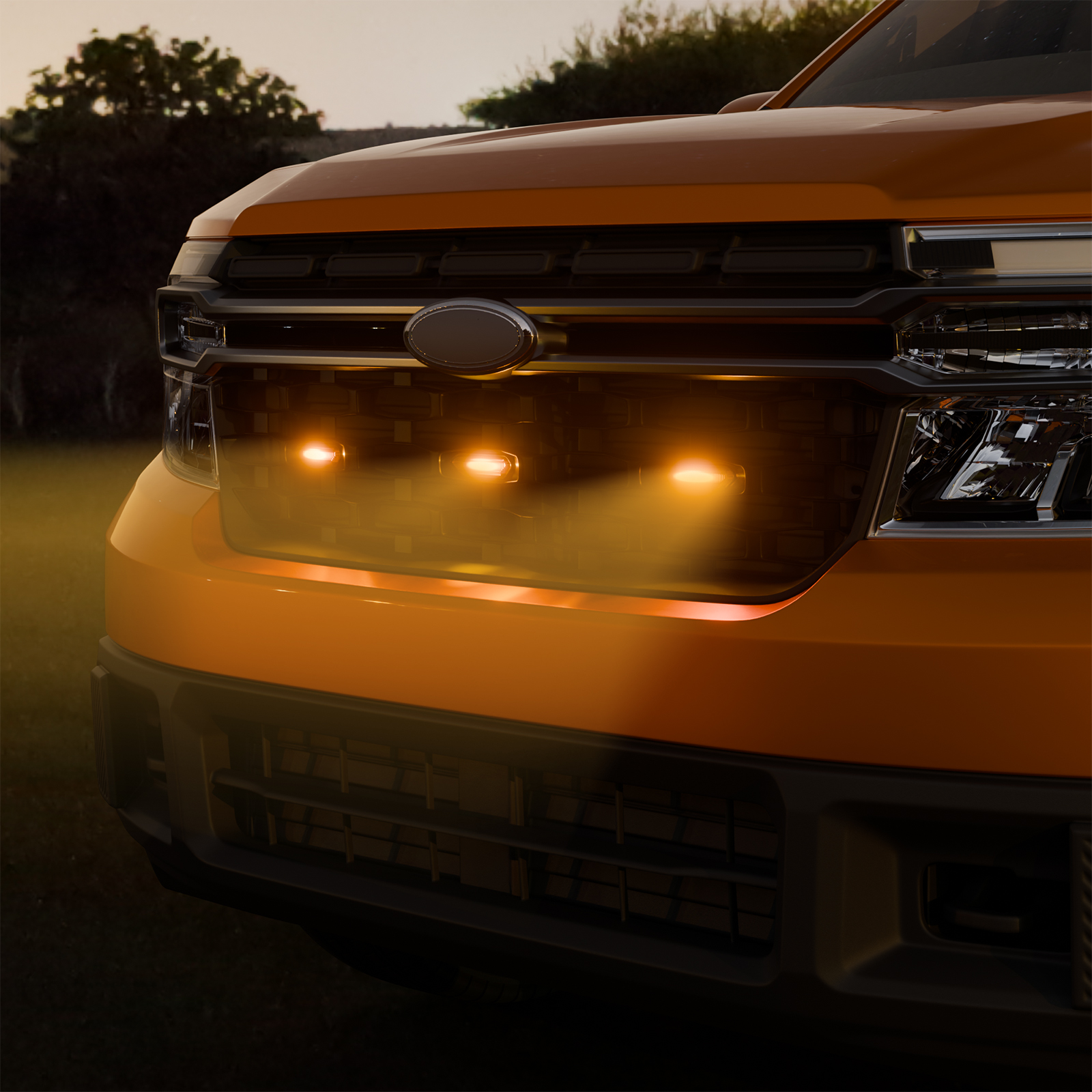 Maxzina Front Bumper Lights Compatible with 2022-2024 Ford Maverick XLT Only (Not for 2025 XLT) Grille Lamps Grille Lights Kit Amber LED 3PCS