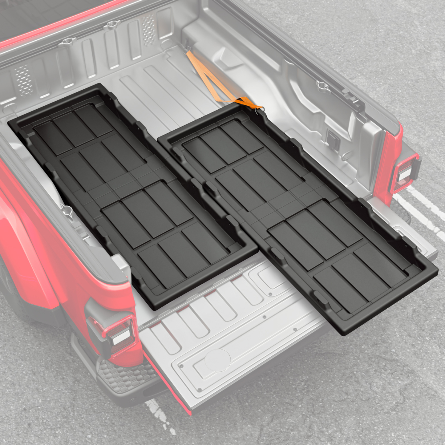 Maxzina Slide-Out Truck Bed Cargo Tray Compatible with Chevy Colorado Jeep Gladiator Toyota Tacoma Nissan Frontier Ford Ranger Honda Ridgeline HDPE Trolley System Accessories (4.8FT+ Bed ONLY)