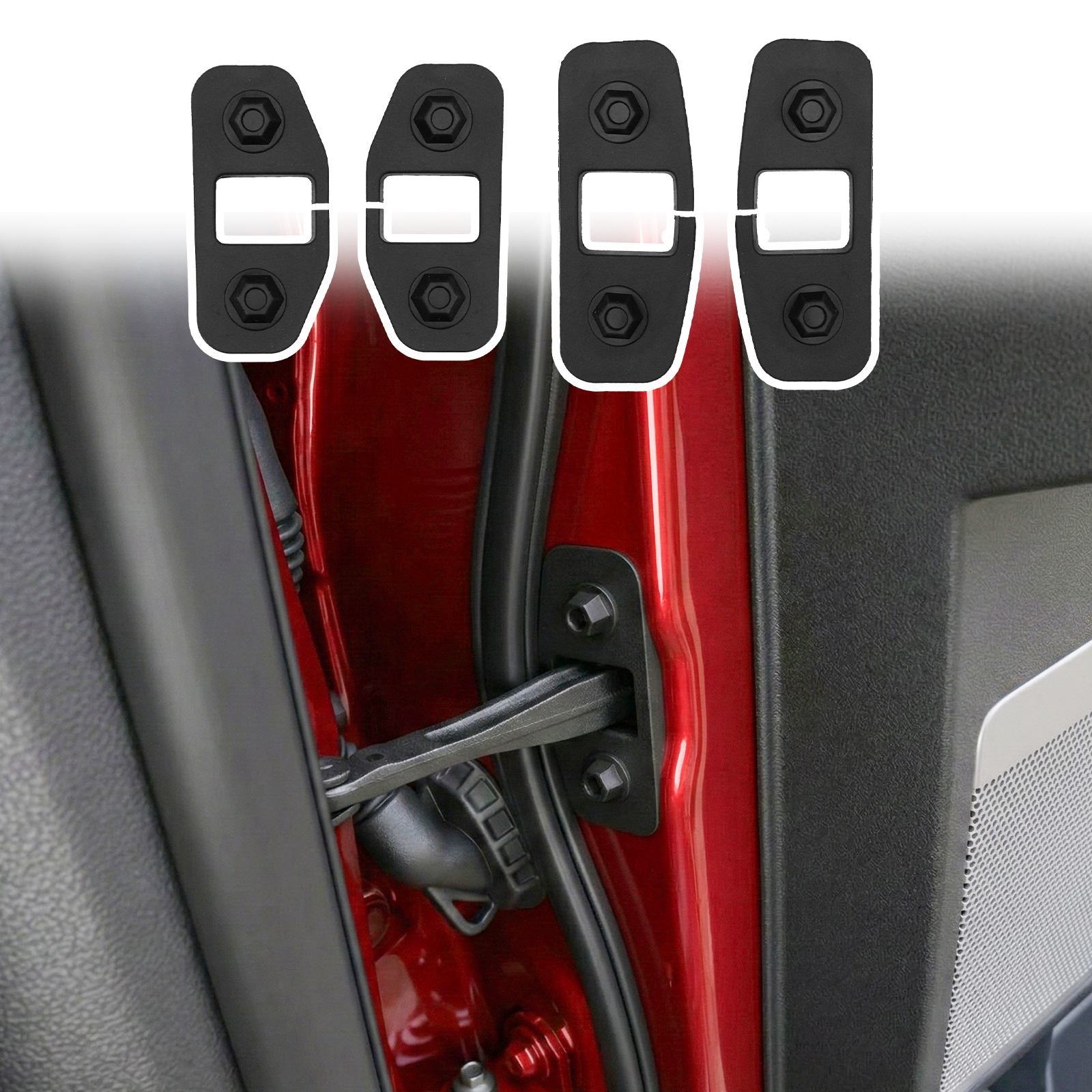 Maxzina Car Door Stopper Cover Compatible with 2021-2025 2026 Ford F150 Side Door Hinge Waterproof Protective Cap TPE Rustproof Latch Screw Protection Shield Front & Rear 2024 F-150 Accessories (4PCS)