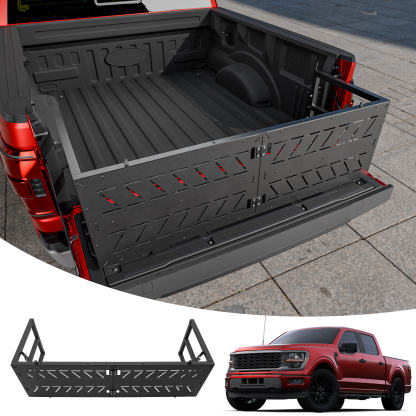 Tailgate Extender Compatible with 2015-2025 Ford F150 Flip-Over Pickup Truck Bed Divider Carbon Steel Rotatable Truck Bed Extension for 2024 F-150 Accessories