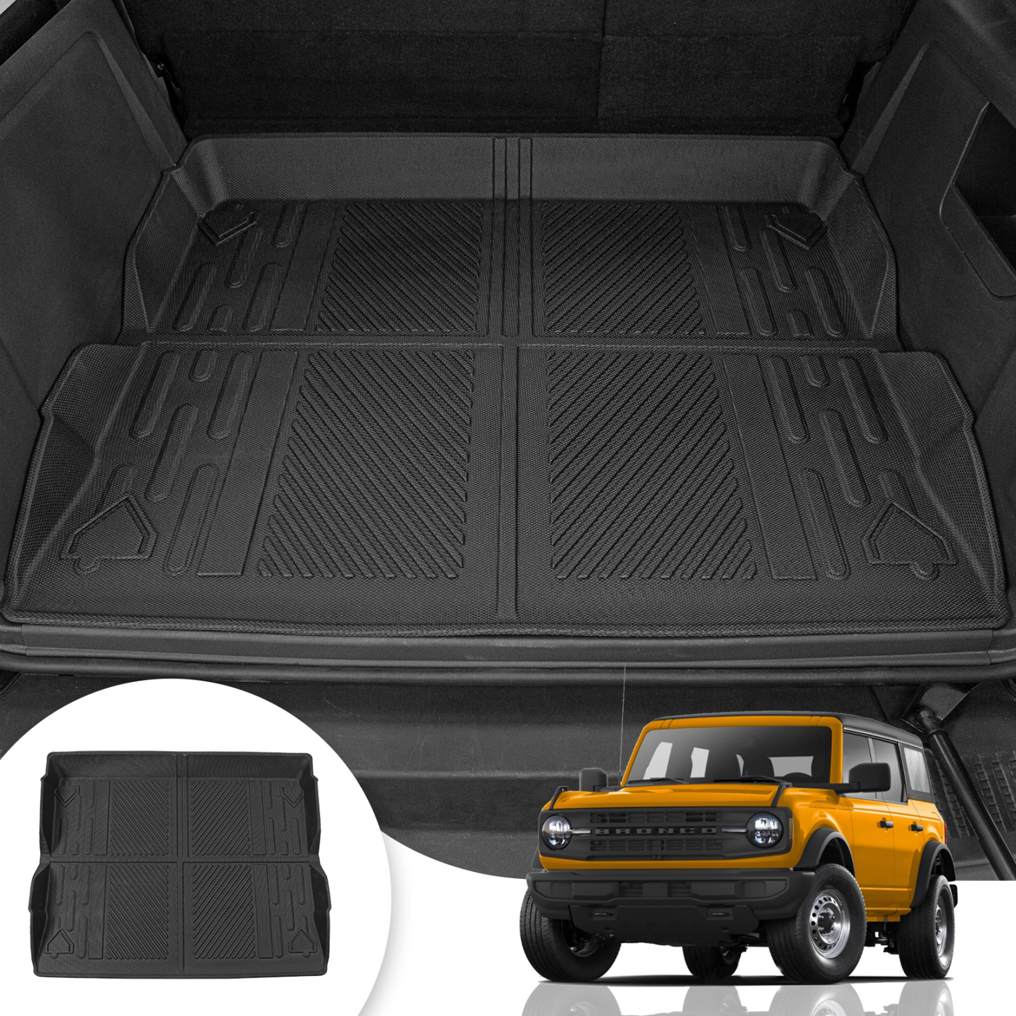 Maxzina Floor Mats Backrest Mats Compatible with 2021 2022 2023 2024 2025 Ford Bronco Trunk Mat Cargo Liner Kick Mat for Ford Bronco Accessories 4 Door