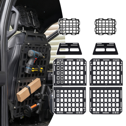 Maxzina Tactical Seat Back & Headrest Molle Panel Compatible with 2015-2025 Ford F150 Tactical Seat Back Organizers Rigid Headrest Molle Panel Storage Shelf for 2024 Ford F-150 Accessories