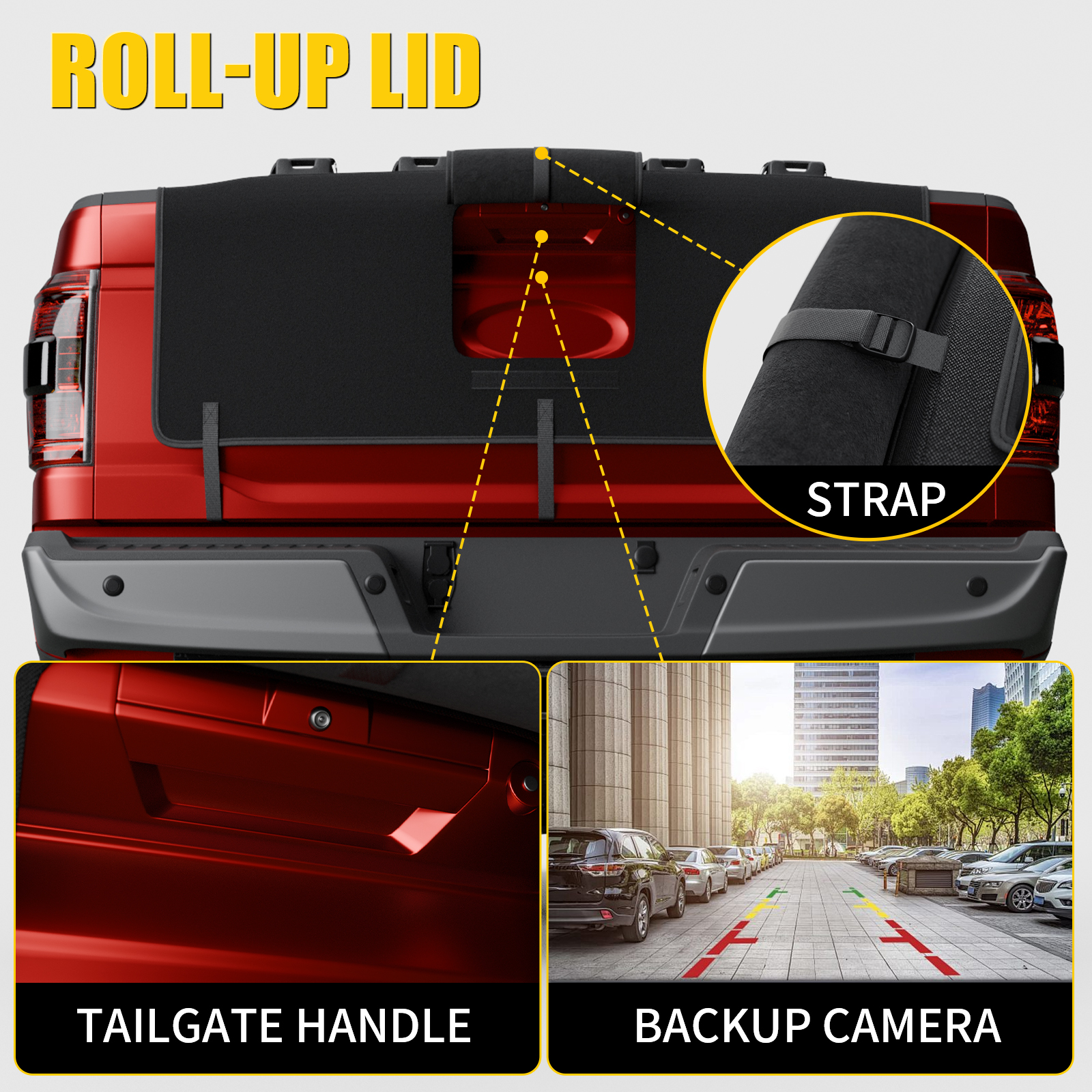 Maxzina 55'' Tailgate Pad for Mountain Bike Truck Tailgate Cover Widen Hold Up to Five Bicycles with 2 Tool Pockets Non-Slip Waterproof Protection Transport Pad Truck Pickup Accessories