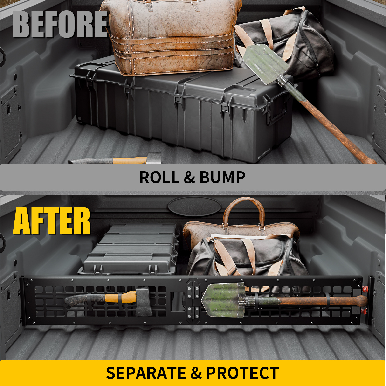 Maxzina Truck Bed Divider Compatible with 2022-2024 2025 2026 Ford Maverick Cargo Divider Trunk Organizer Aluminum Alloy Luggage Divider Replacement for 2025 Maverick Accessories