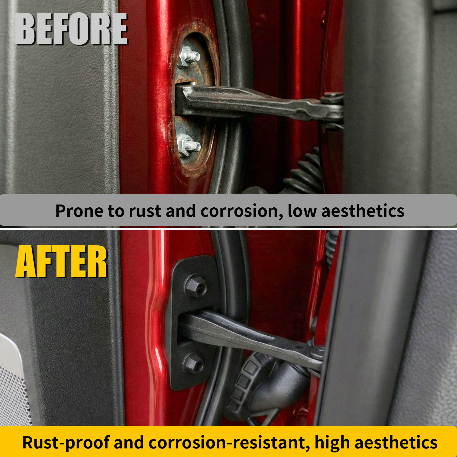 Maxzina Car Door Stopper Cover Compatible with 2021-2025 2026 Ford F150 Side Door Hinge Waterproof Protective Cap TPE Rustproof Latch Screw Protection Shield Front & Rear 2024 F-150 Accessories (4PCS)