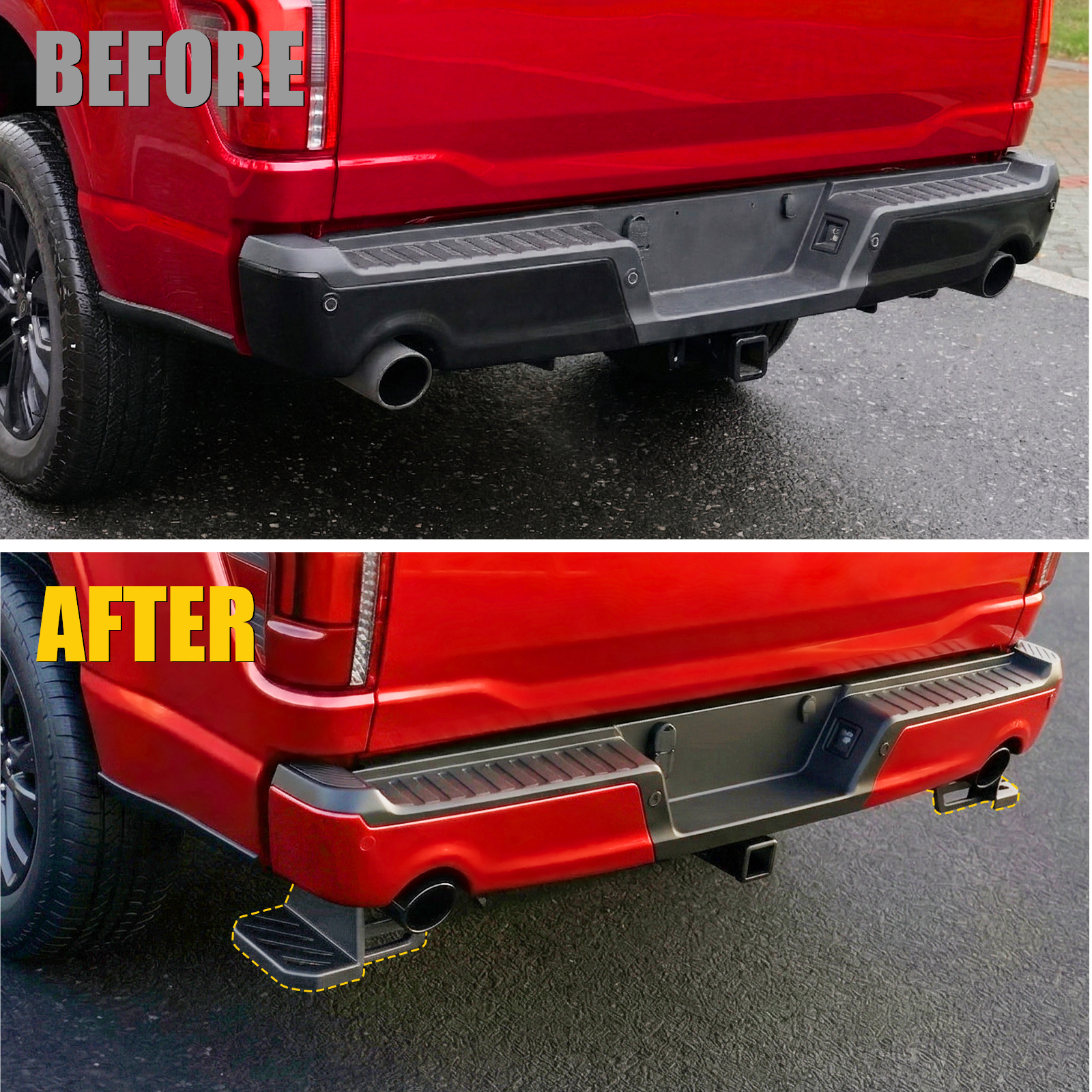 Maxzina Rear Bed Step Compatible with 2024 2025 Ford F150 Tailgate Bedstep Driver&Passenger Side Rear Bumper Side Step Carbon Steel Tailgate Truck Bed Pedal for 2024 F-150 Accessories