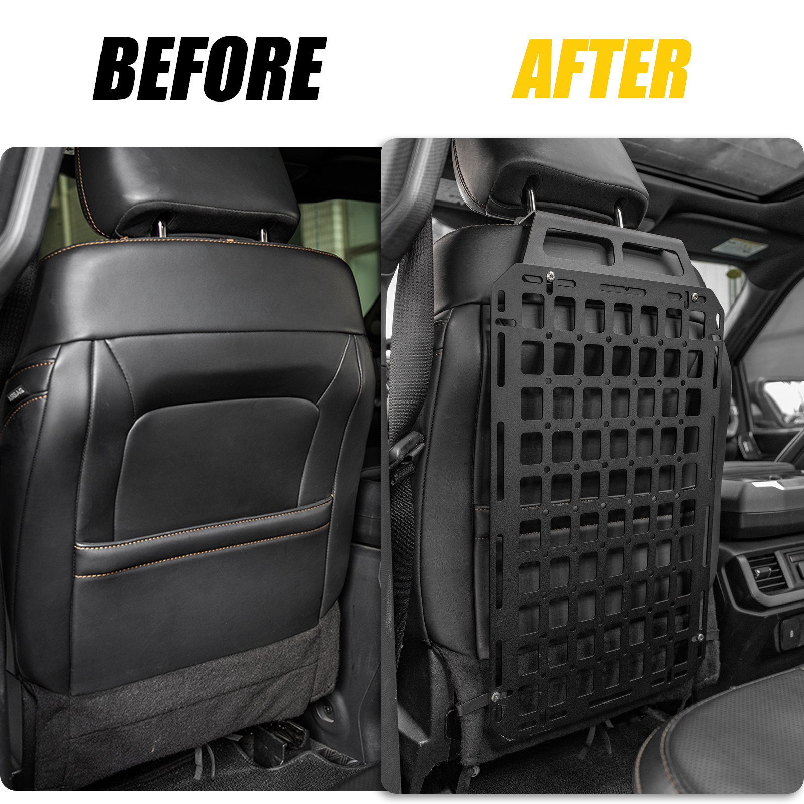 Maxzina Tactical Seat Back Molle Panel Compatible with 2015-2024 2025 2026 Ford F150 Tactical Seat Back Organizers Rigid Molle Panel Seat Back Storage Shelf Organizer