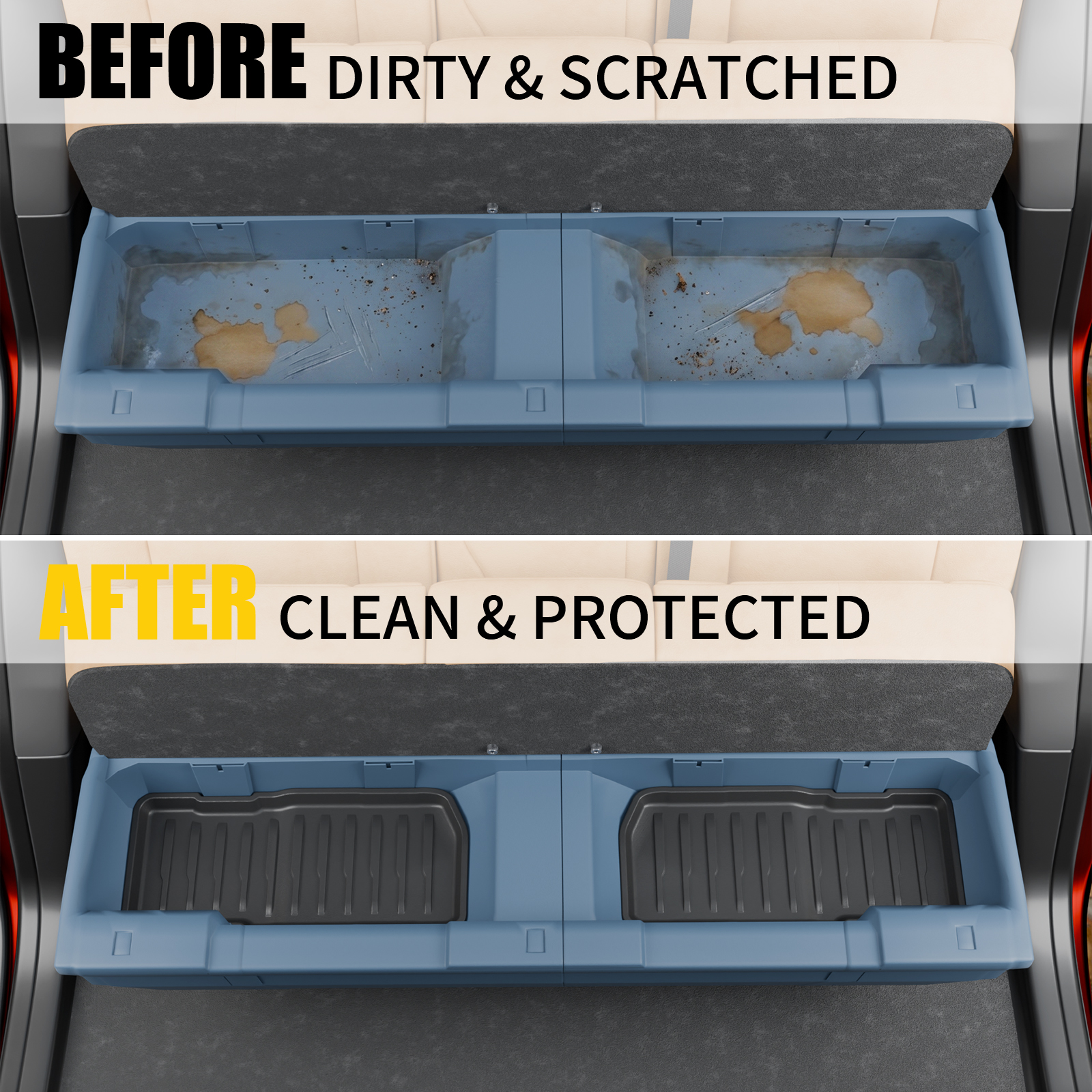 Maxzina Under Seat Storage Mat Compatible with 2022 2023 2024 2025 Ford Maverick Gasoline Under Seat Organizer Liner Second Row Under-seat Storage Mat for Maverick Gasoline All Weather