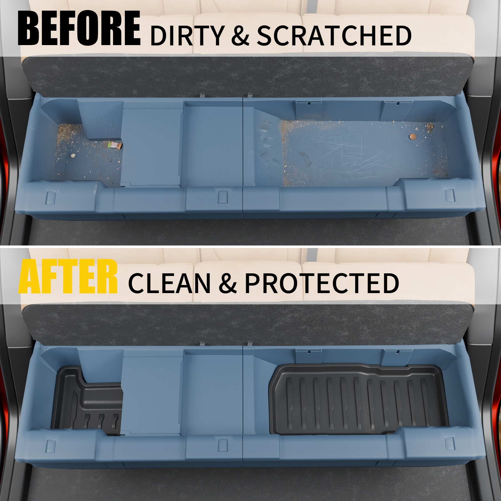 Maxzina Under Seat Storage Mat Compatible with 2022 2023 2024 Ford Maverick Hybrid Under Seat Organizer Liner Second Row Under-seat Storage Mat for Maverick Hybrid All Weather