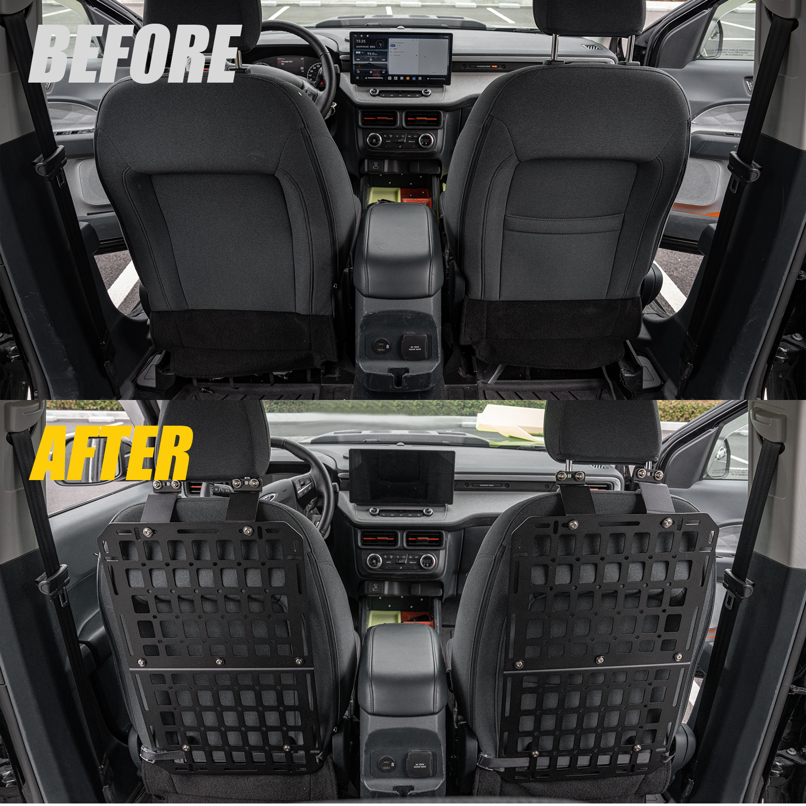 Maxzina Tactical Seat Back Molle Panel Compatible with 2022-2026 Ford Maverick Seat Back Organizer Rigid Molle Panels Tactical Gear Holder Storage Shelf 2025 Ford Maverick Accessories