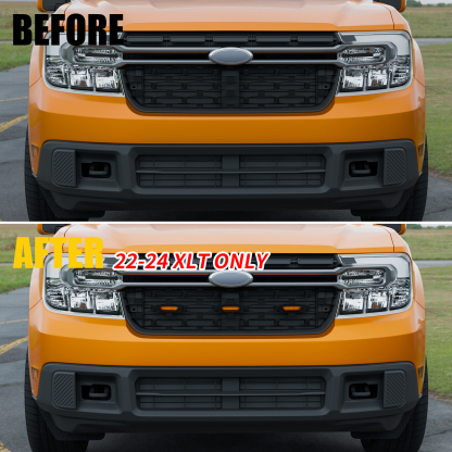 Maxzina Front Bumper Lights Compatible with 2022-2024 Ford Maverick XLT Only (Not for 2025 XLT) Grille Lamps Grille Lights Kit Amber LED 3PCS