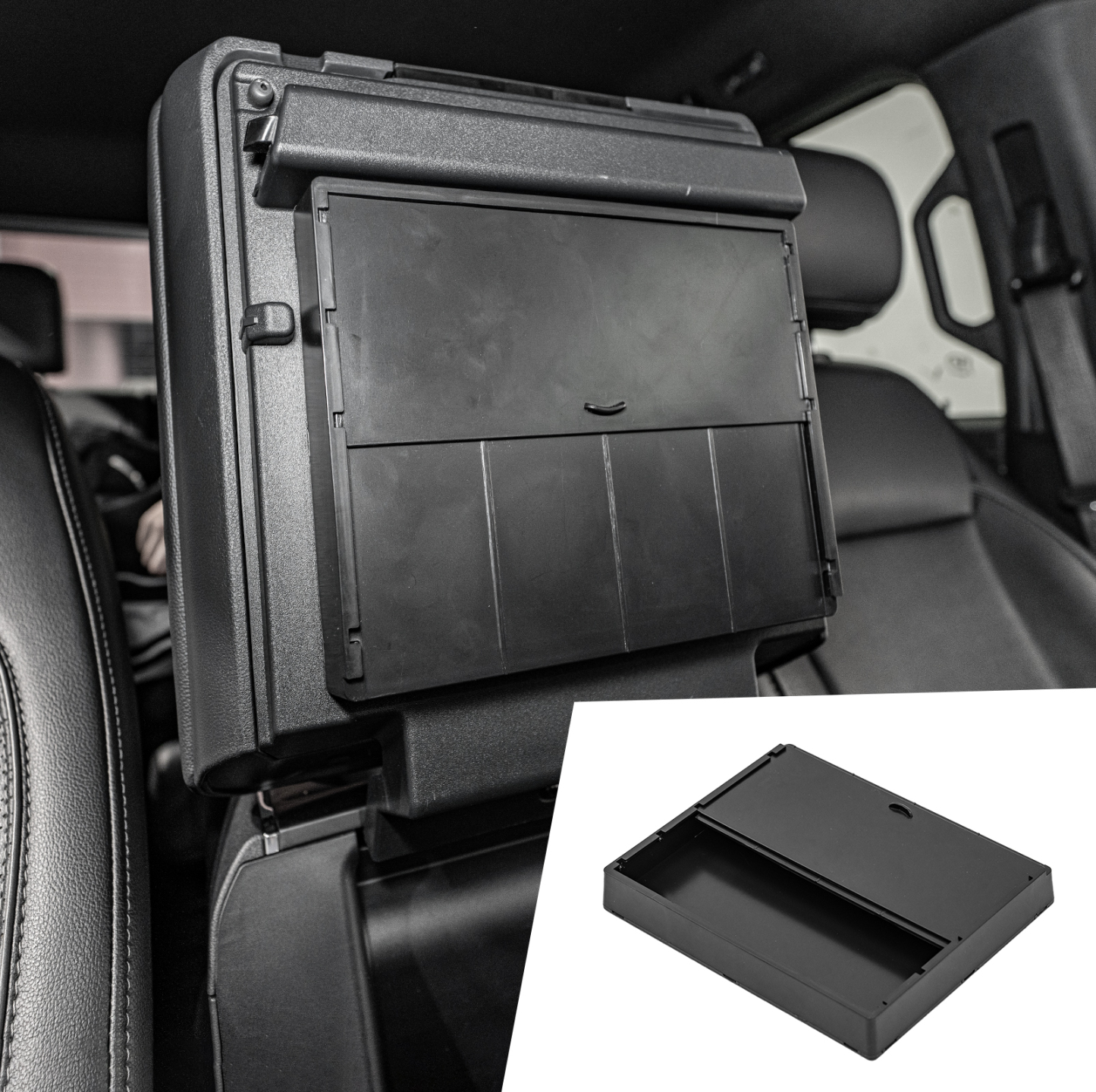 Maxzina Center Console Hidden Box Compatible with 2021-2025 Ford F150 ABS Plastic Armrest Hidden Organizer Compartment for 2024 F-150 Accessories (Full Console w/Bucket Seats w/o Pen Holders ONLY)