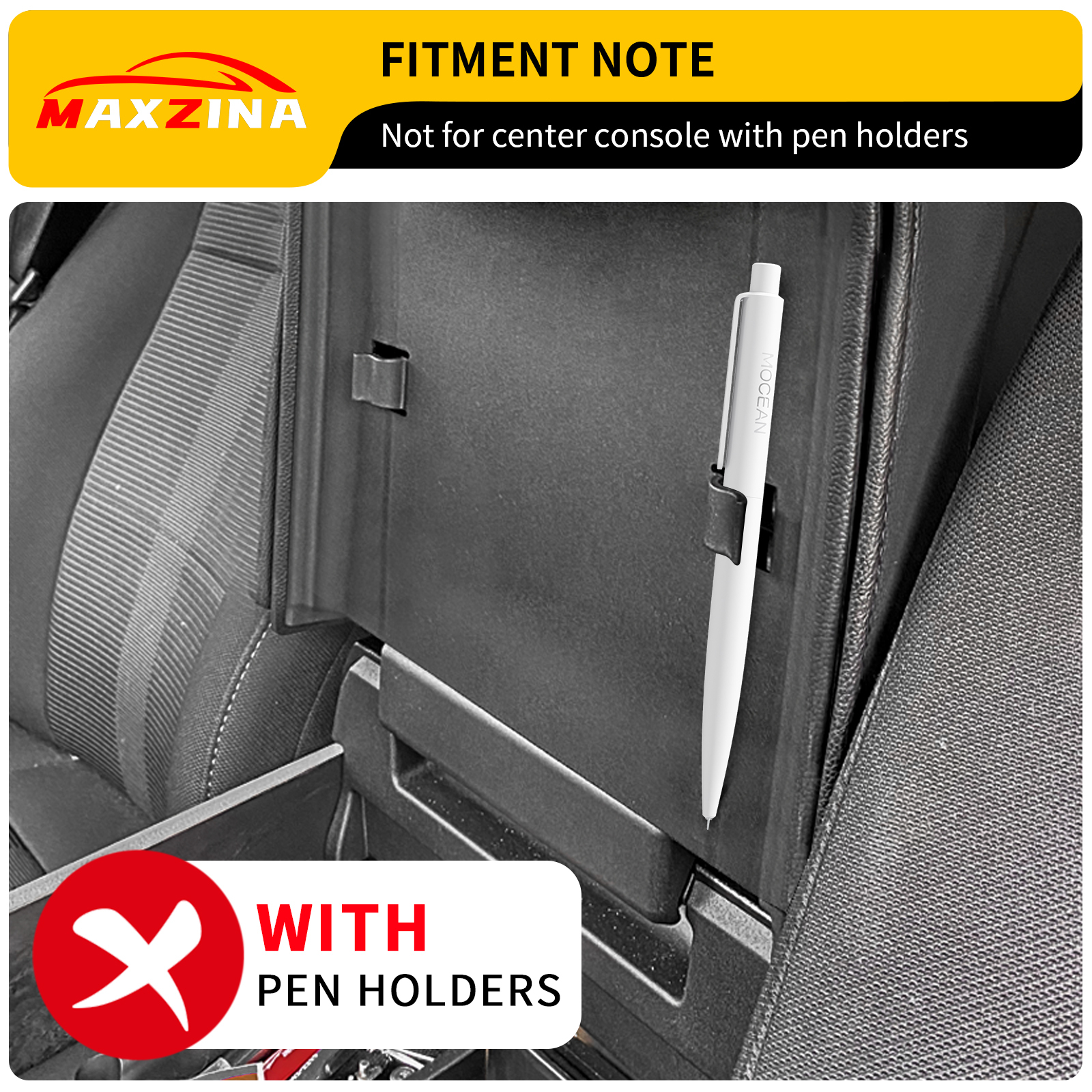 Maxzina Center Console Hidden Box Compatible with 2021-2025 Ford F150 ABS Plastic Armrest Hidden Organizer Compartment for 2024 F-150 Accessories (Full Console w/Bucket Seats w/o Pen Holders ONLY)