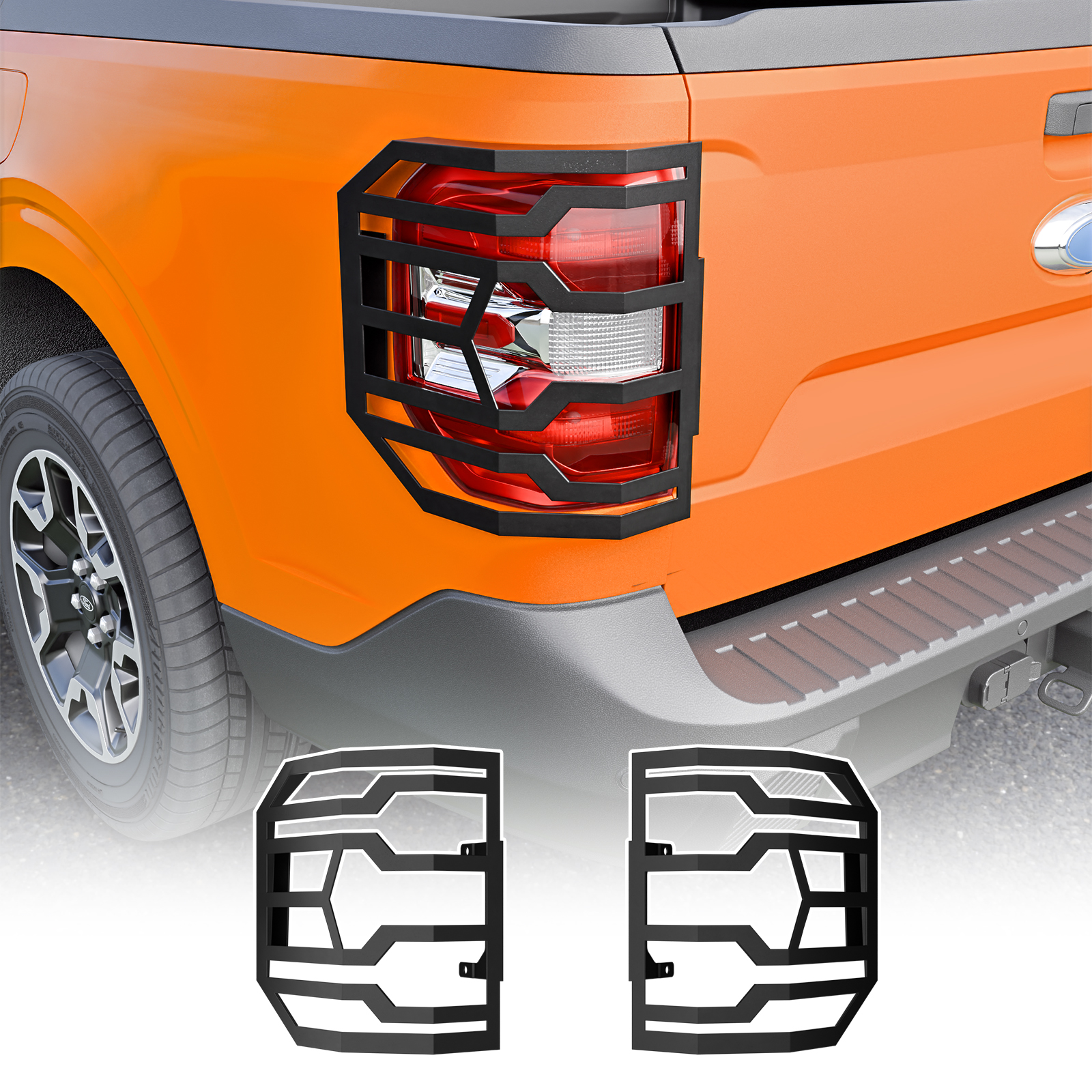 Maxzina Tail Light Guards Compatible with 2022-2025 2026 Ford Maverick Tail Light Covers Carbon Steel Rear Taillight Grille Protectors for 2024 Maverick Accessories (2PCS)