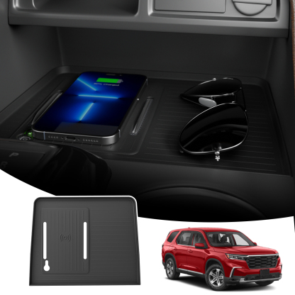 Maxzina Center Console Mat Compatible with 2023 2024 2025 Honda Pilot Interior Wireless Charging Mat Center Console Anti-Slip Protector Pad Silicone