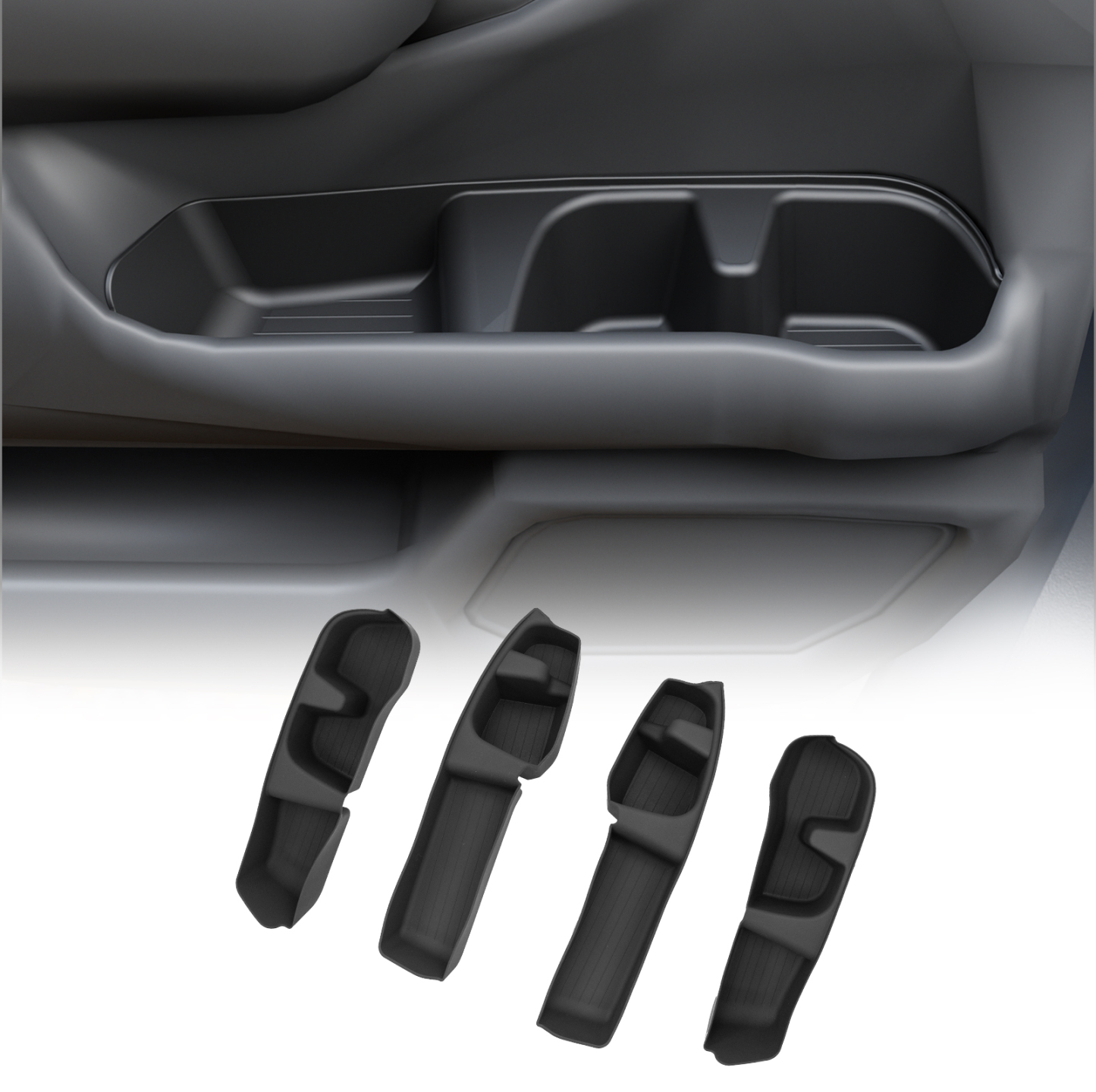 Maxzina Door Side Storage Tray Compatible with 2023-2025 Honda Pilot 4PCS Side Door Storage Box Organizer Front & Rear Car Side Phone Pocket Silicone for 2024 Pilot Accessories